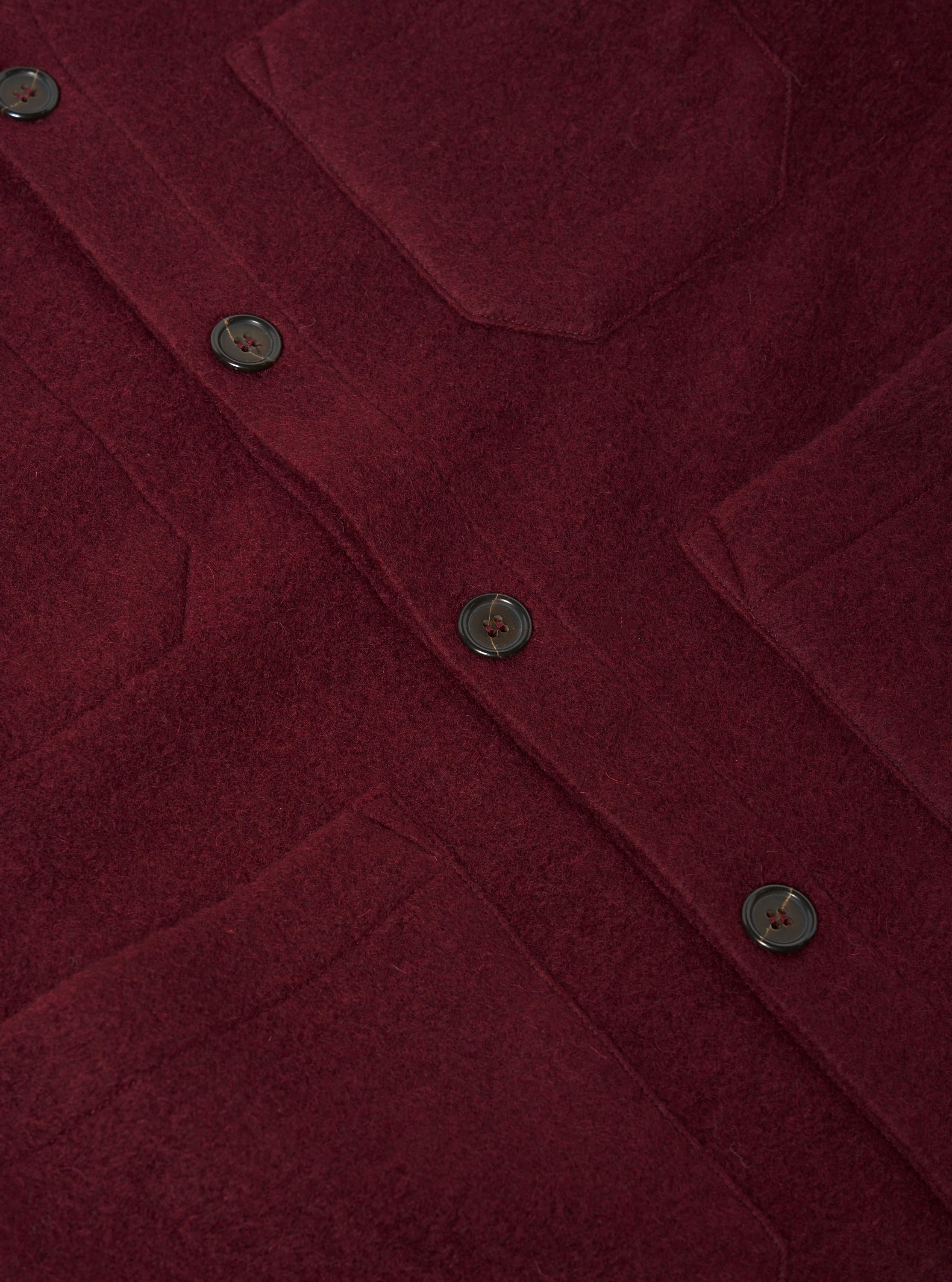 Universal Works Cardigan in Deep Red Wool Fleece