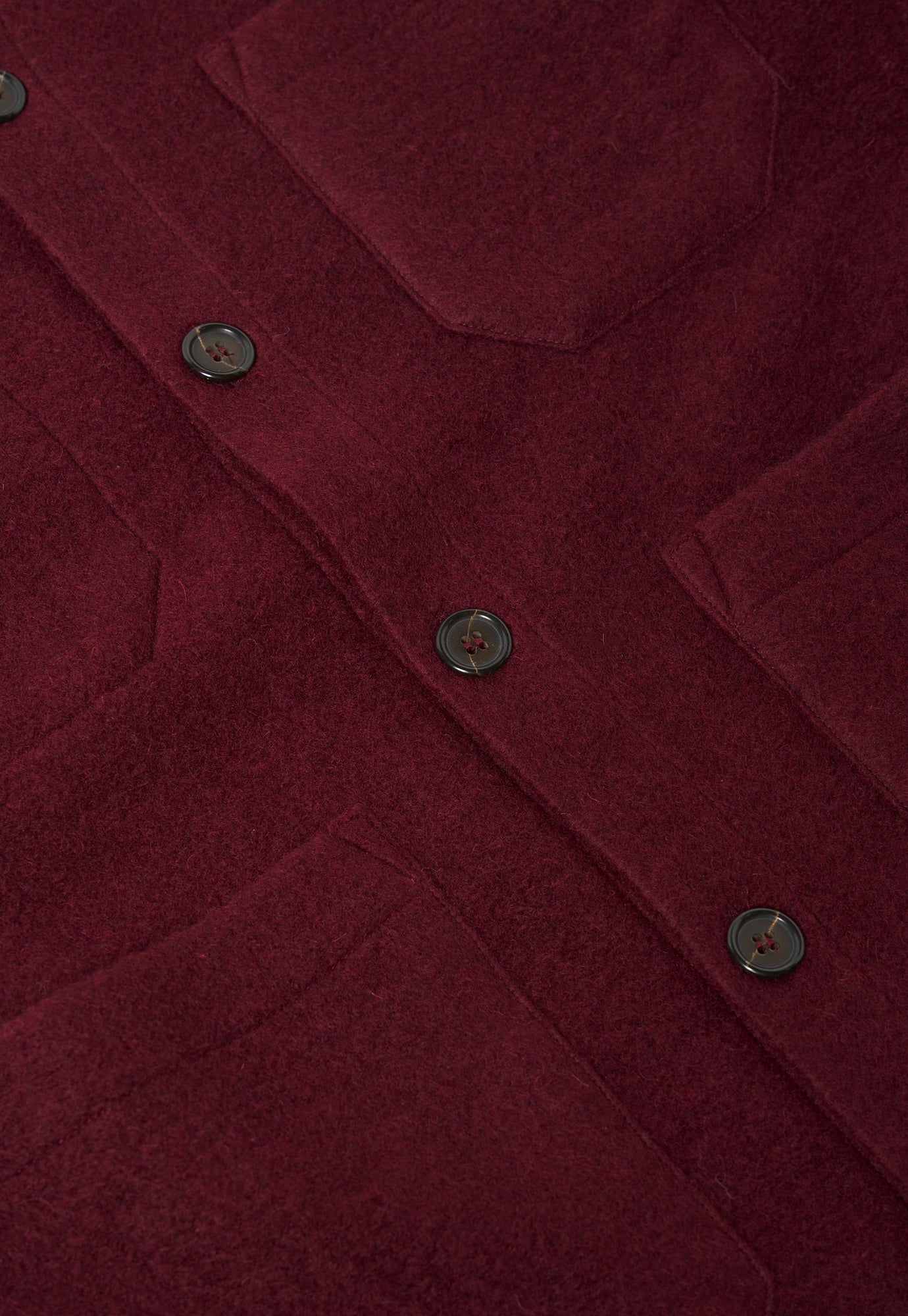 Universal Works Cardigan in Deep Red Wool Fleece