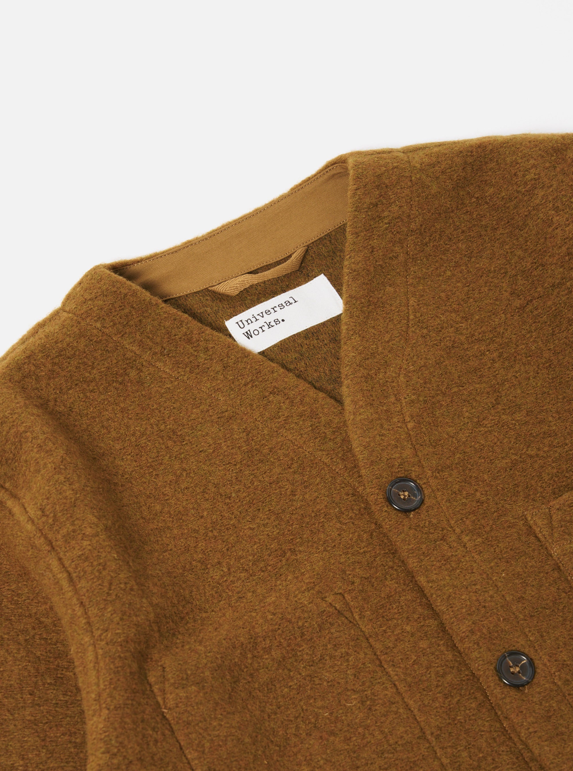 Universal Works Cardigan in Mustard Wool Fleece