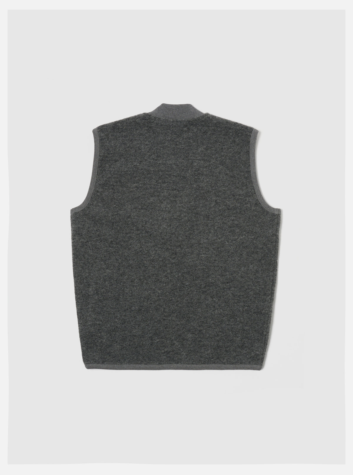 Universal Works Zip Waistcoat in Grey Marl Wool Fleece