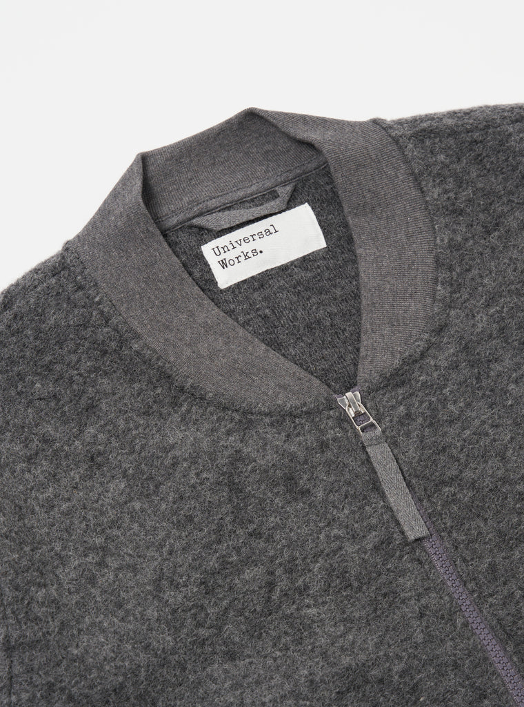 Universal Works Zip Bomber in Grey Marl Wool Fleece