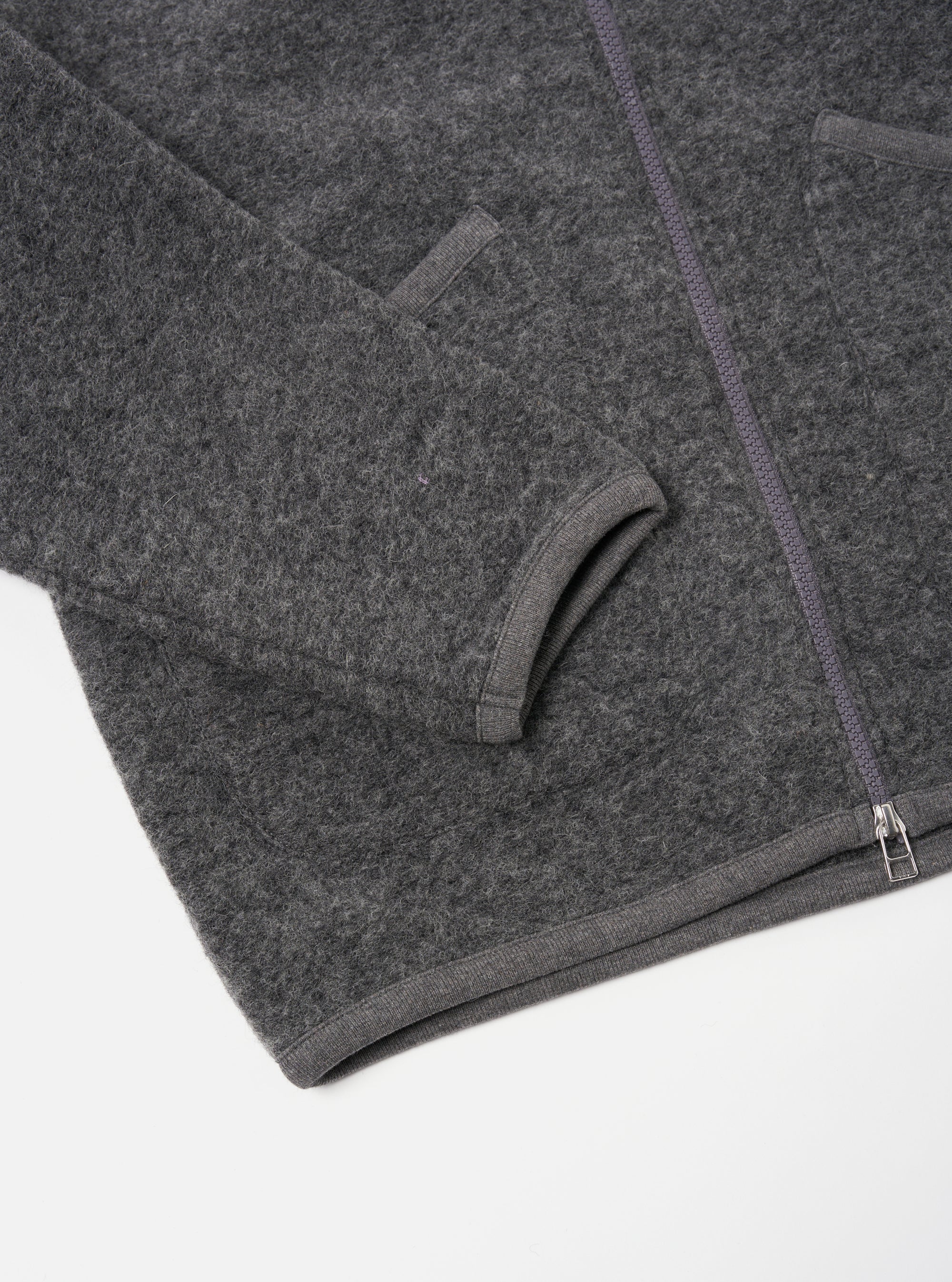 Universal Works Zip Bomber in Grey Marl Wool Fleece