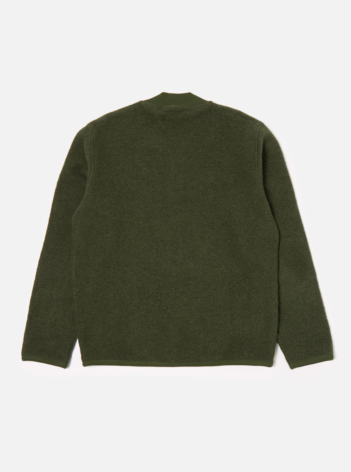 Universal Works Zip Bomber in Olive Wool Fleece