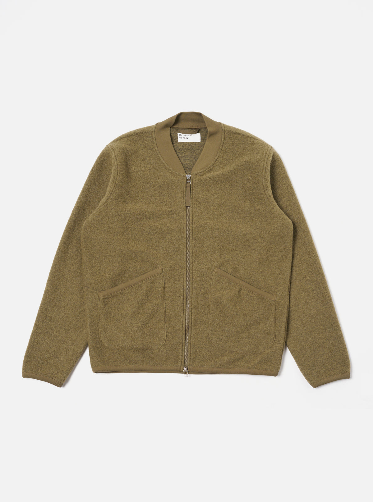 Universal Works Zip Bomber in Lovat Wool Fleece