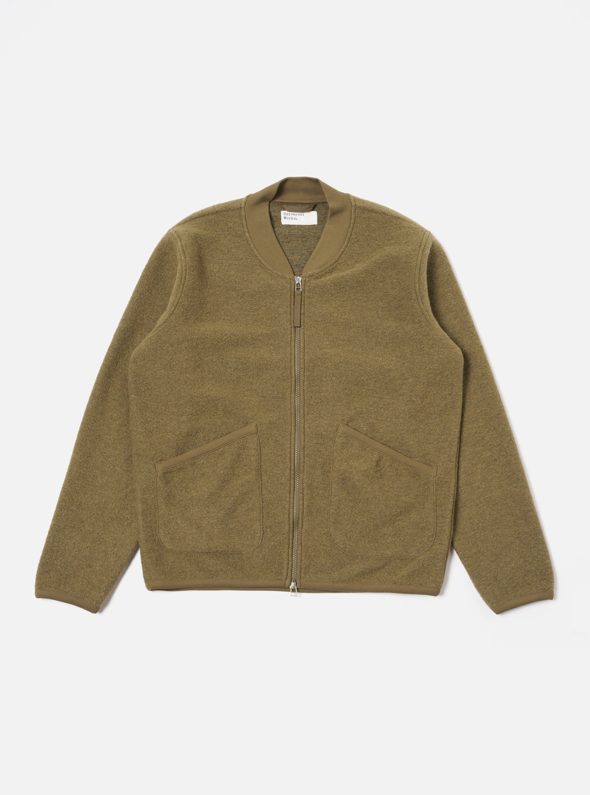 Universal Works Zip Bomber in Lovat Wool Fleece