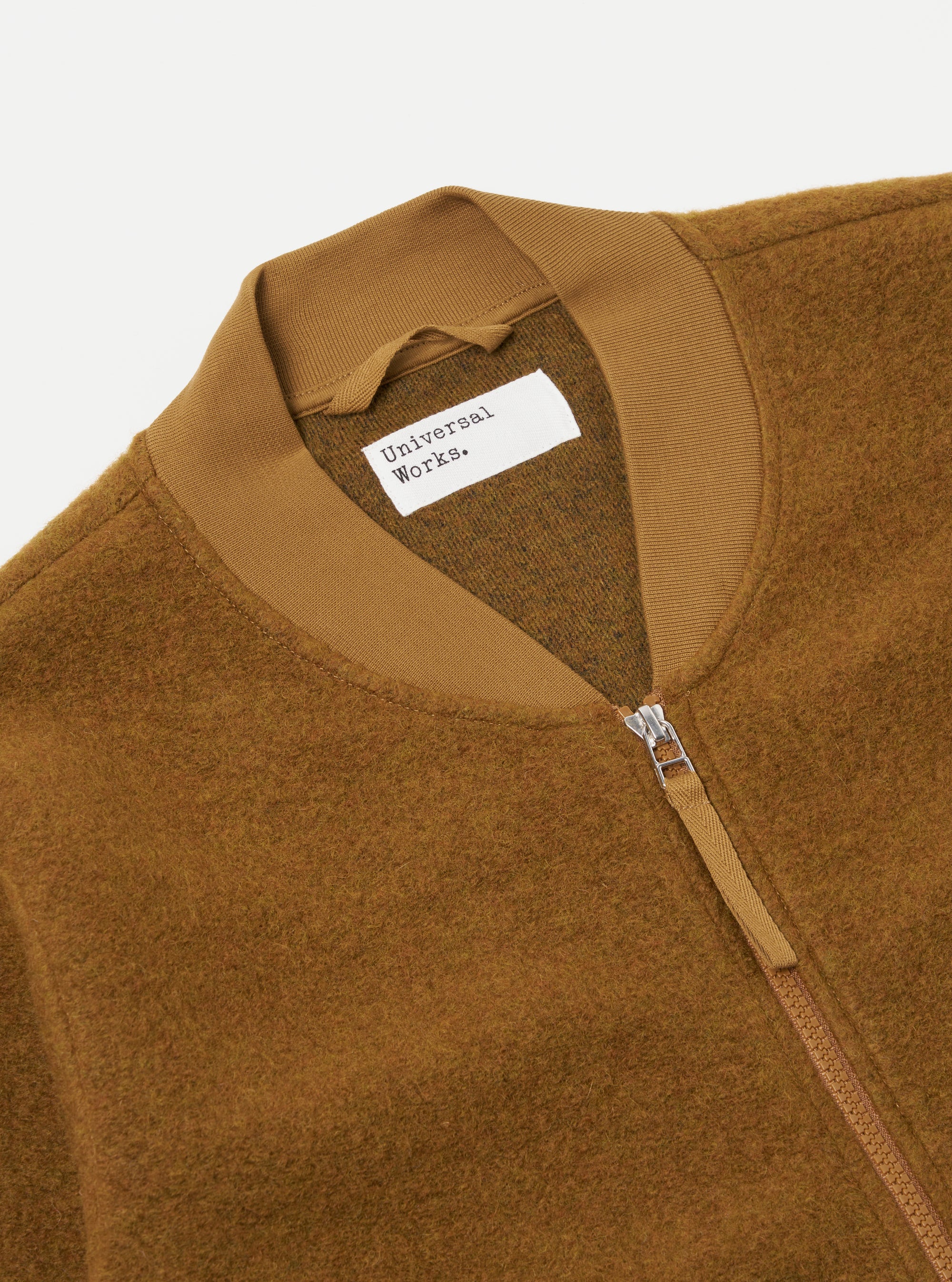 Universal Works Zip Bomber in Mustard Wool Fleece