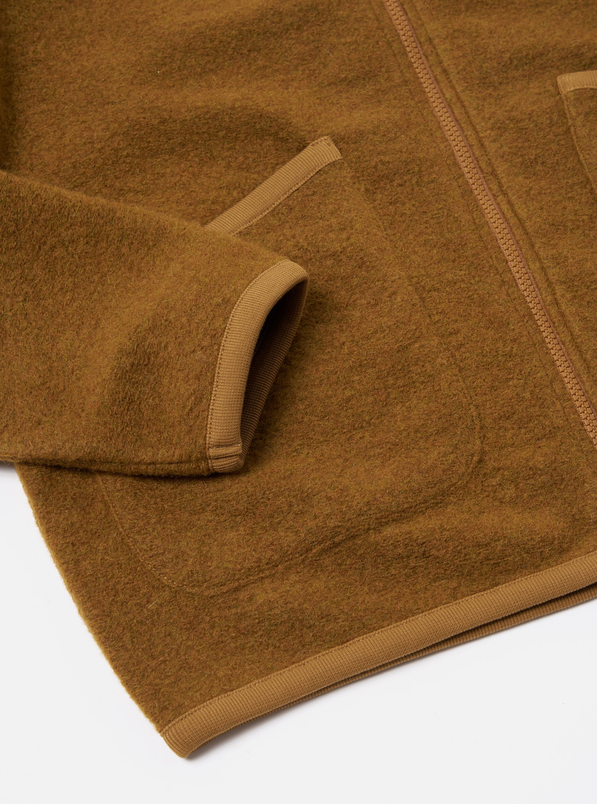 Universal Works Zip Bomber in Mustard Wool Fleece