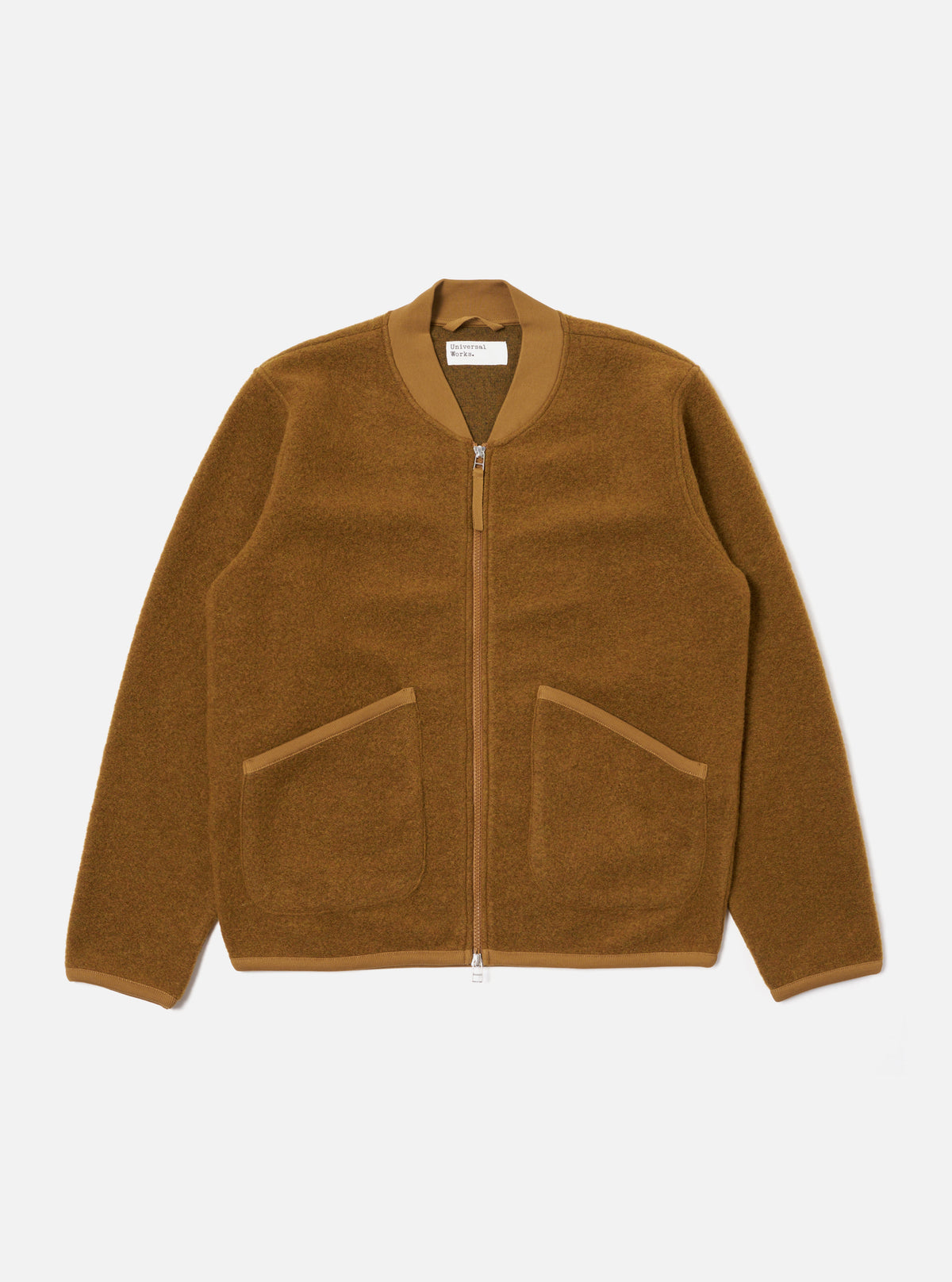 Universal Works Zip Bomber in Mustard Wool Fleece