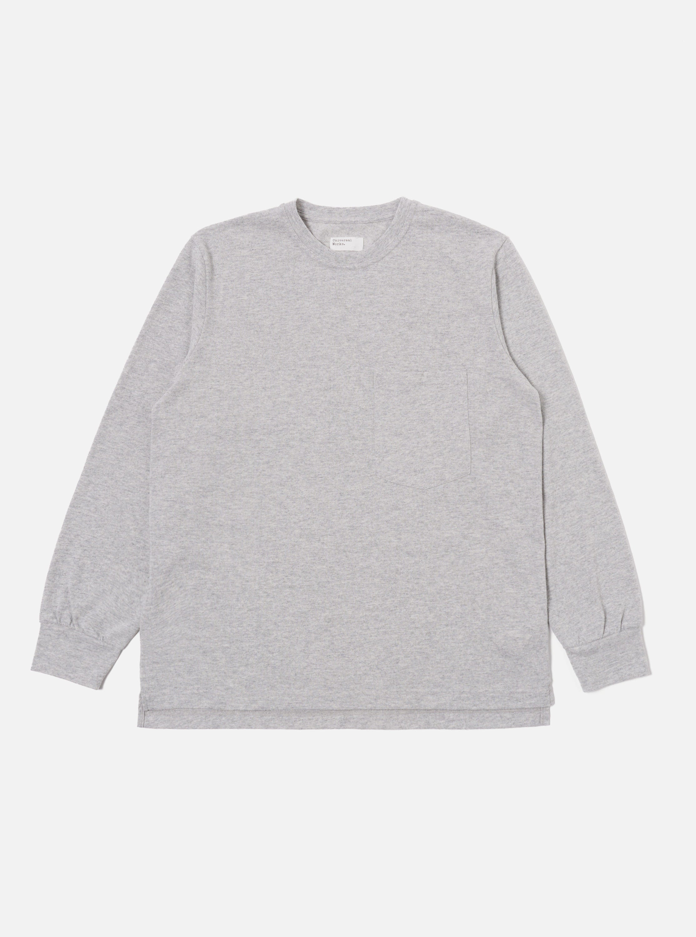 Universal Works Loose L/S Tee in Grey Marl Recycled Wool Mix