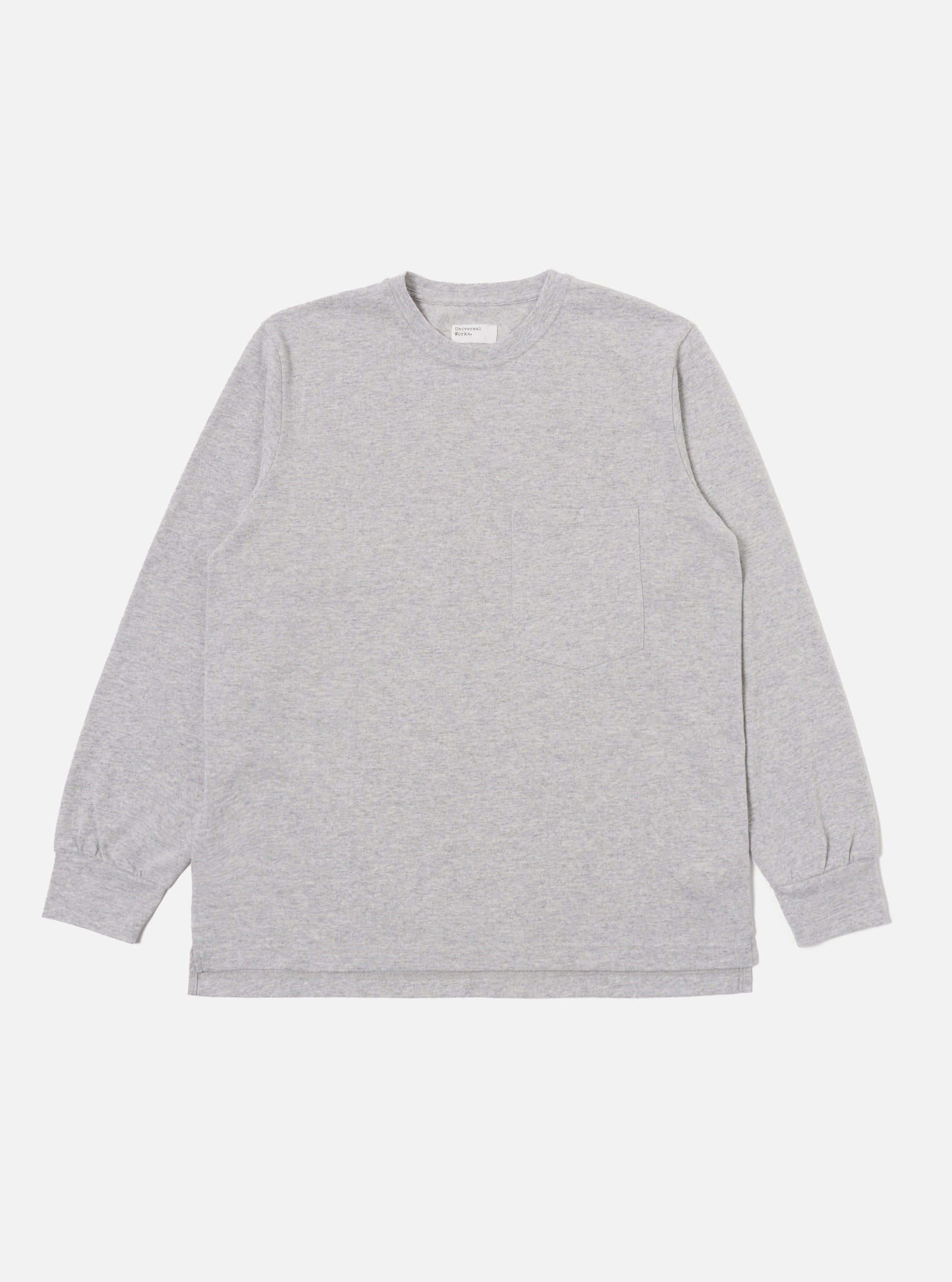 Universal Works Loose L/S Tee in Grey Marl Recycled Wool Mix