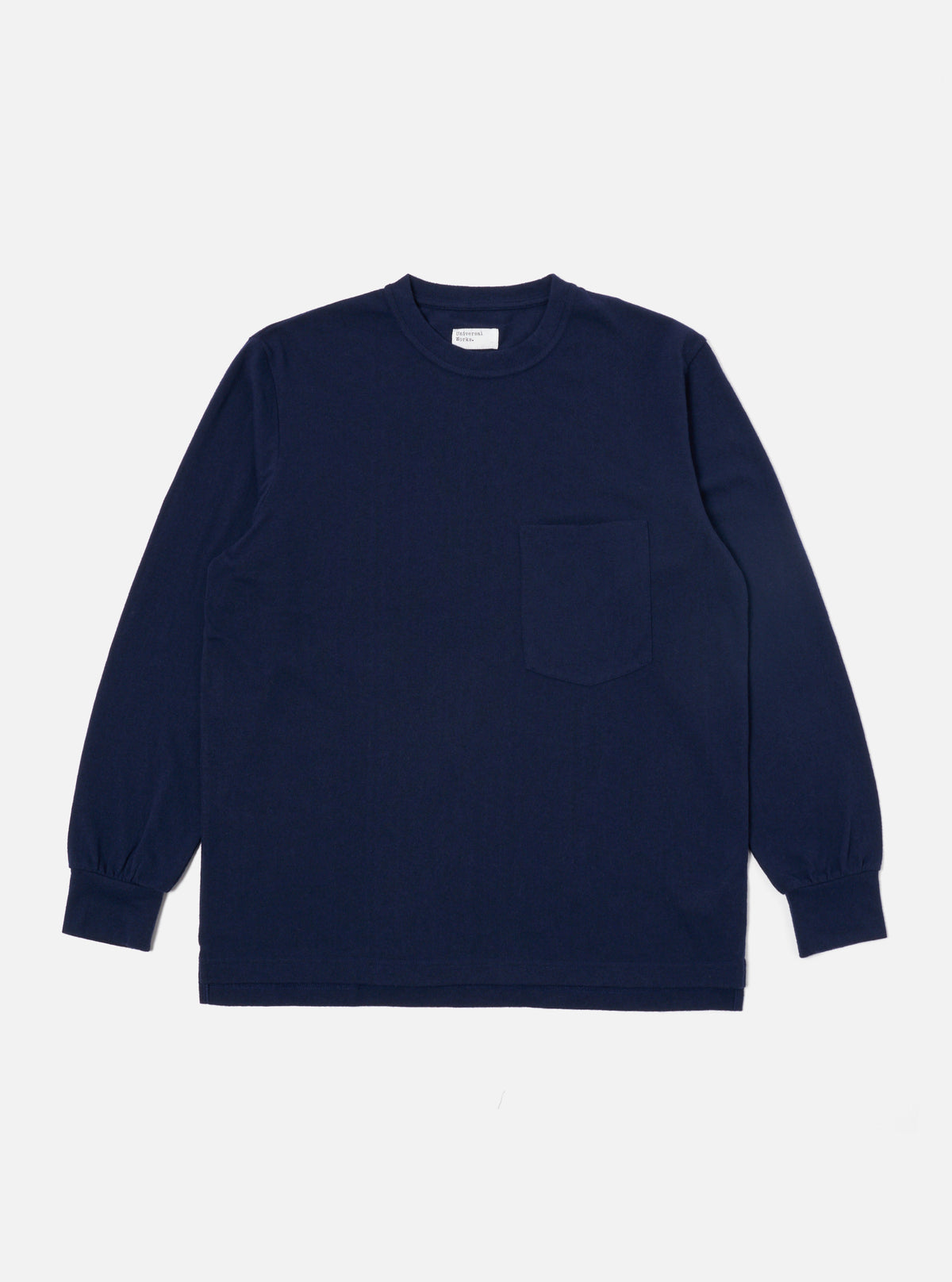 Universal Works Loose L/S Tee in Navy Recycled Wool Mix