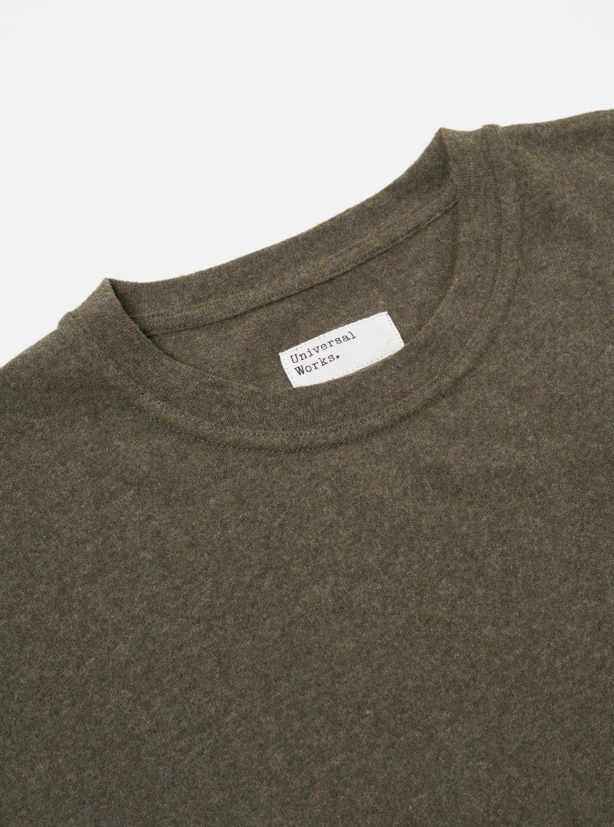 Universal Works Loose L/S Tee in Olive Recycled Wool Mix