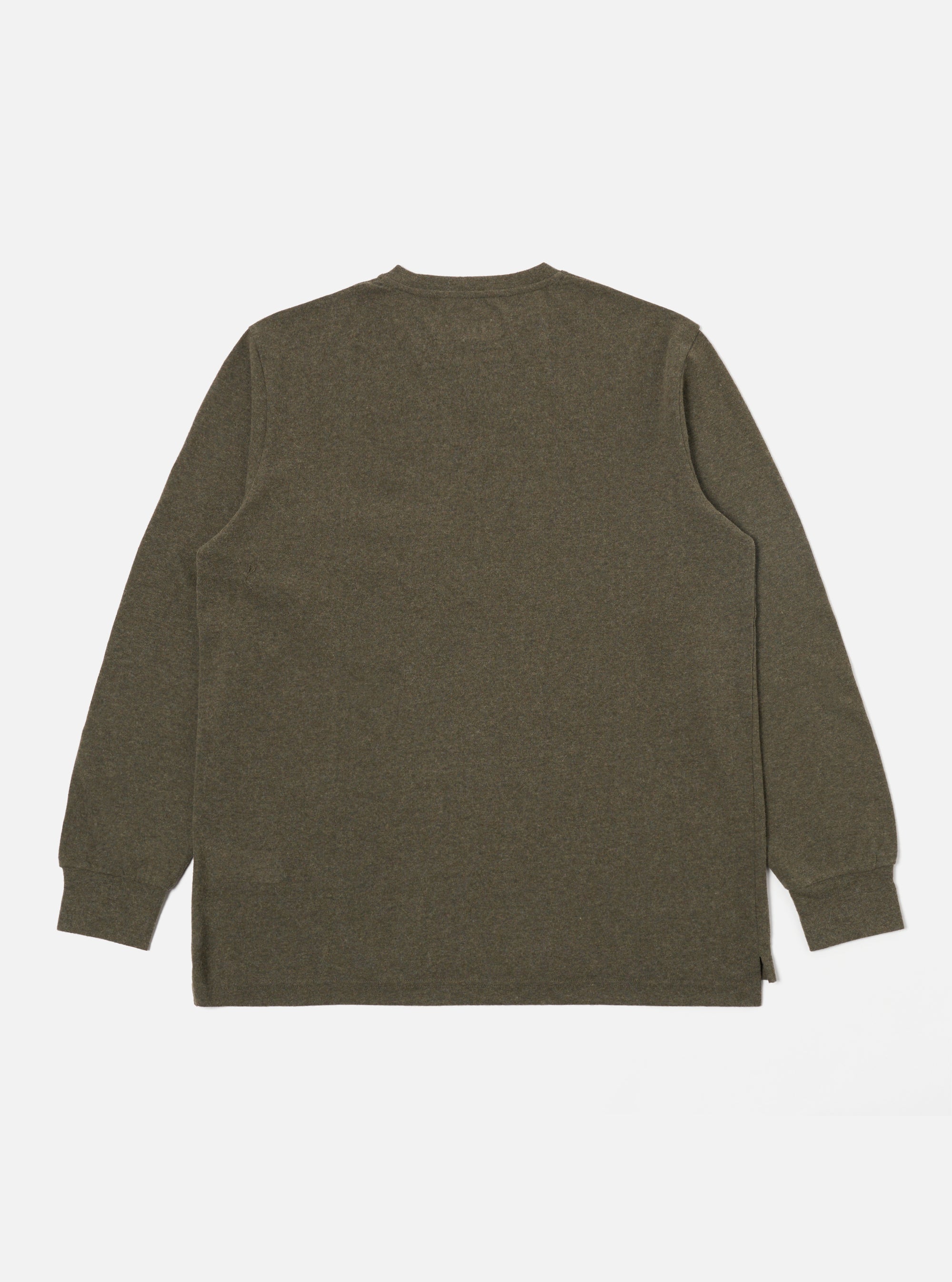 Universal Works Loose L/S Tee in Olive Recycled Wool Mix