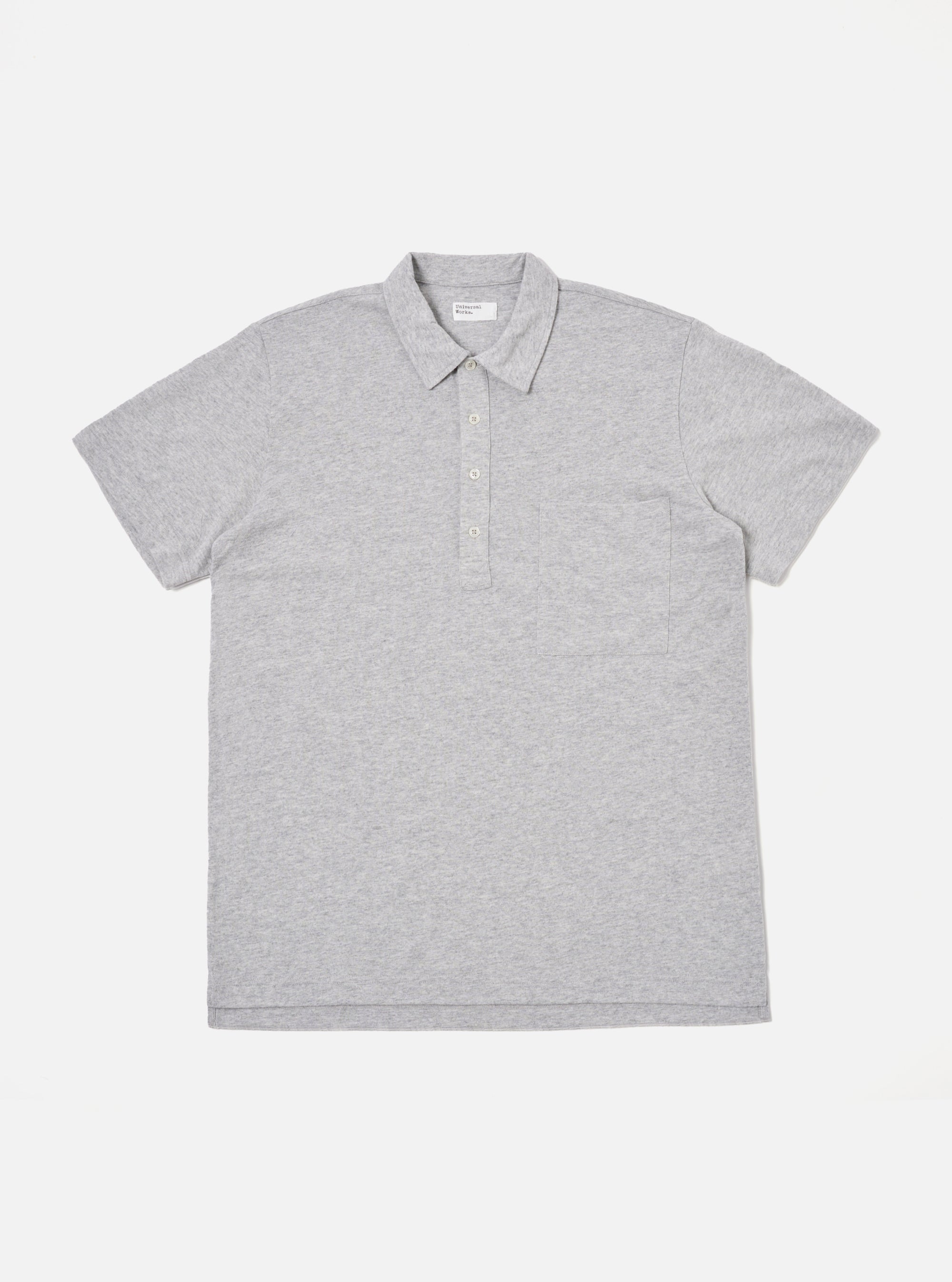 Universal Works Pullover S/S Shirt in Grey Marl Recycled Wool Mix