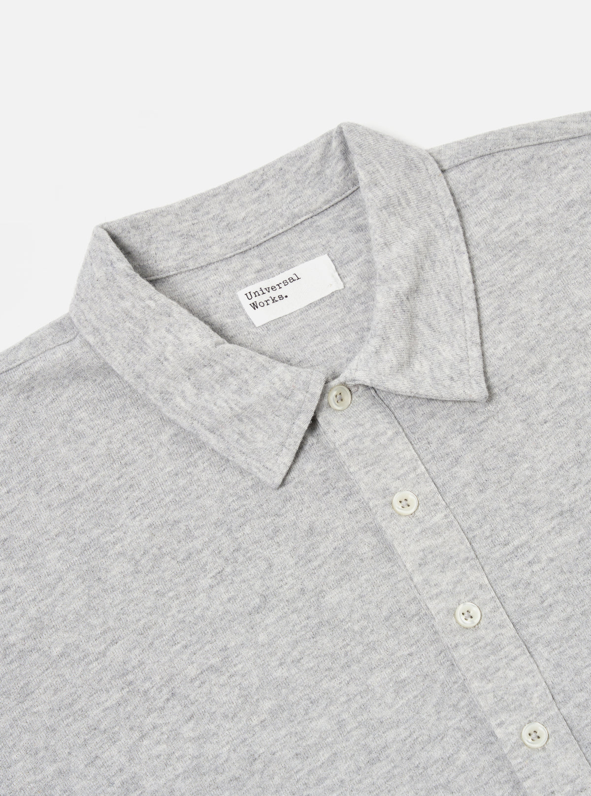 Universal Works Pullover S/S Shirt in Grey Marl Recycled Wool Mix