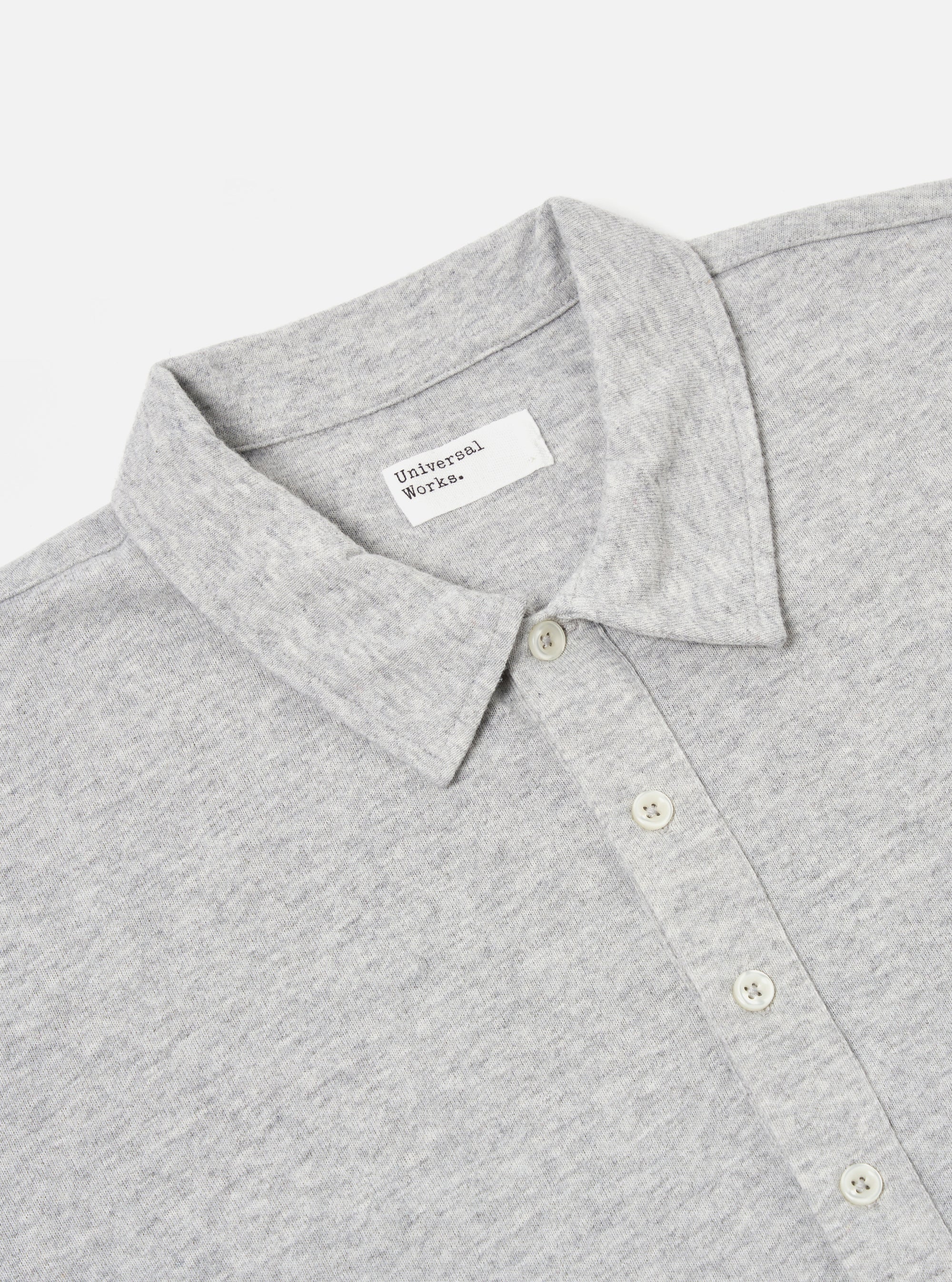 Universal Works Pullover S/S Shirt in Grey Marl Recycled Wool Mix