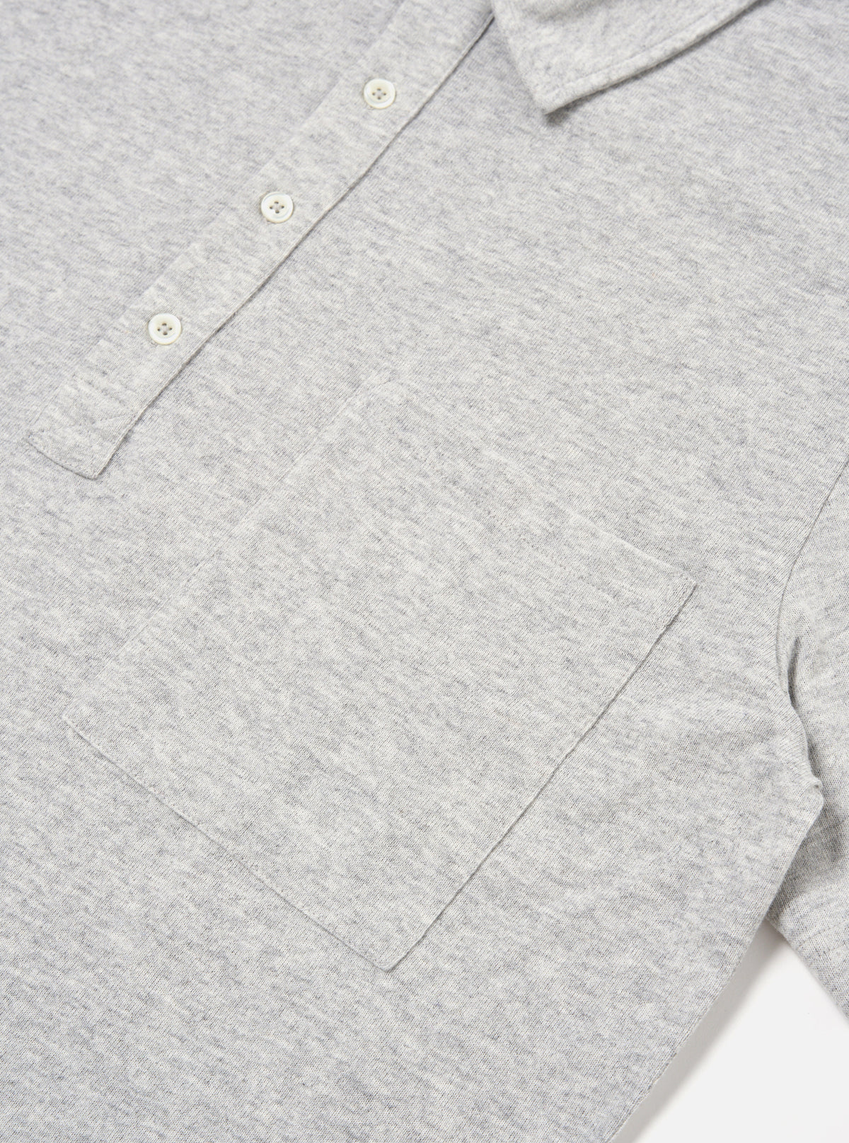 Universal Works Pullover S/S Shirt in Grey Marl Recycled Wool Mix