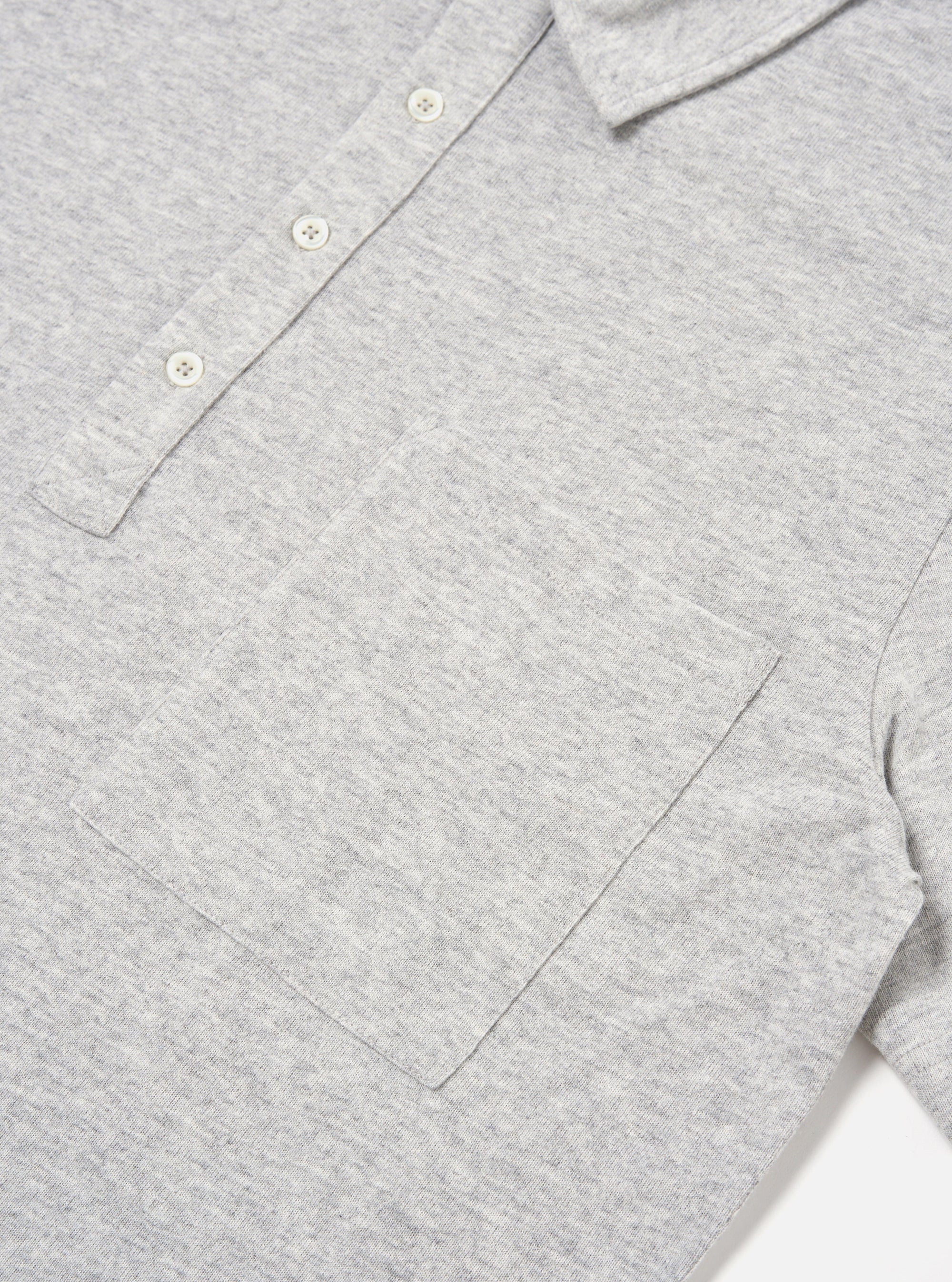 Universal Works Pullover S/S Shirt in Grey Marl Recycled Wool Mix