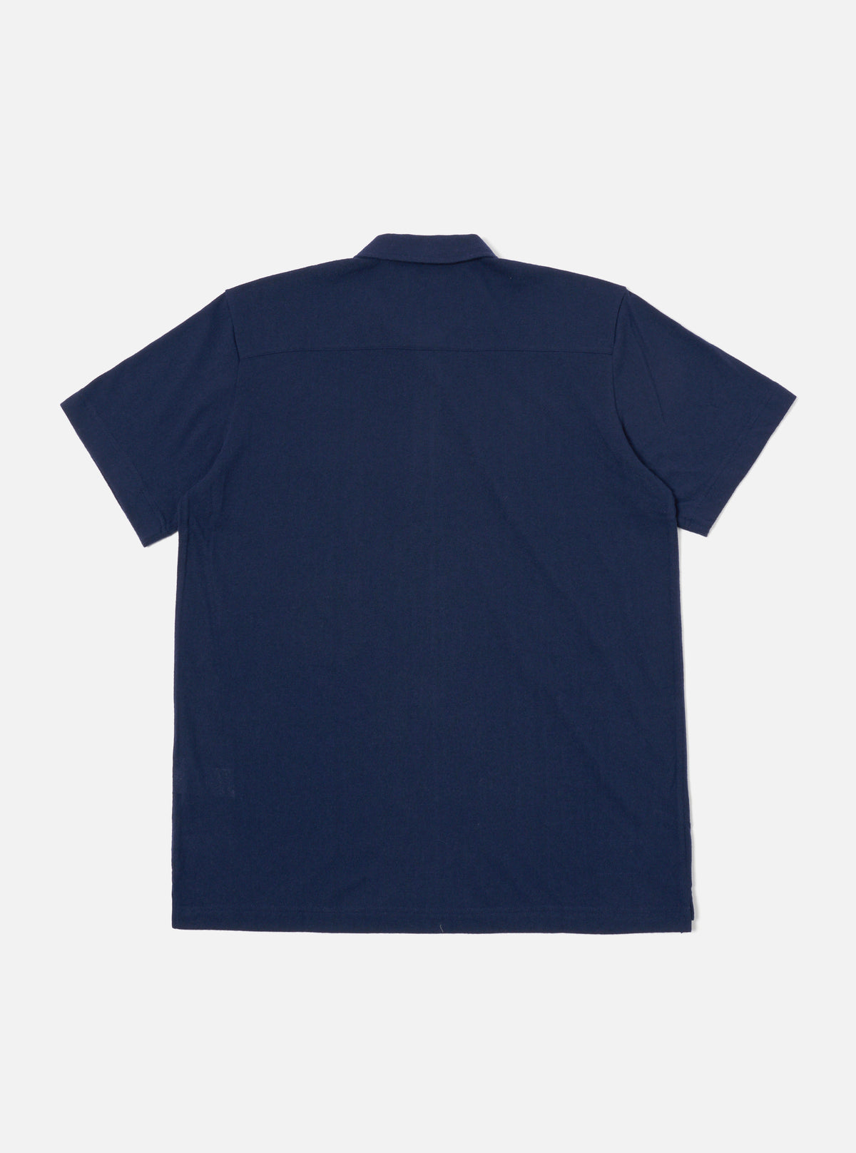 Universal Works Pullover S/S Shirt in Navy Recycled Wool Mix