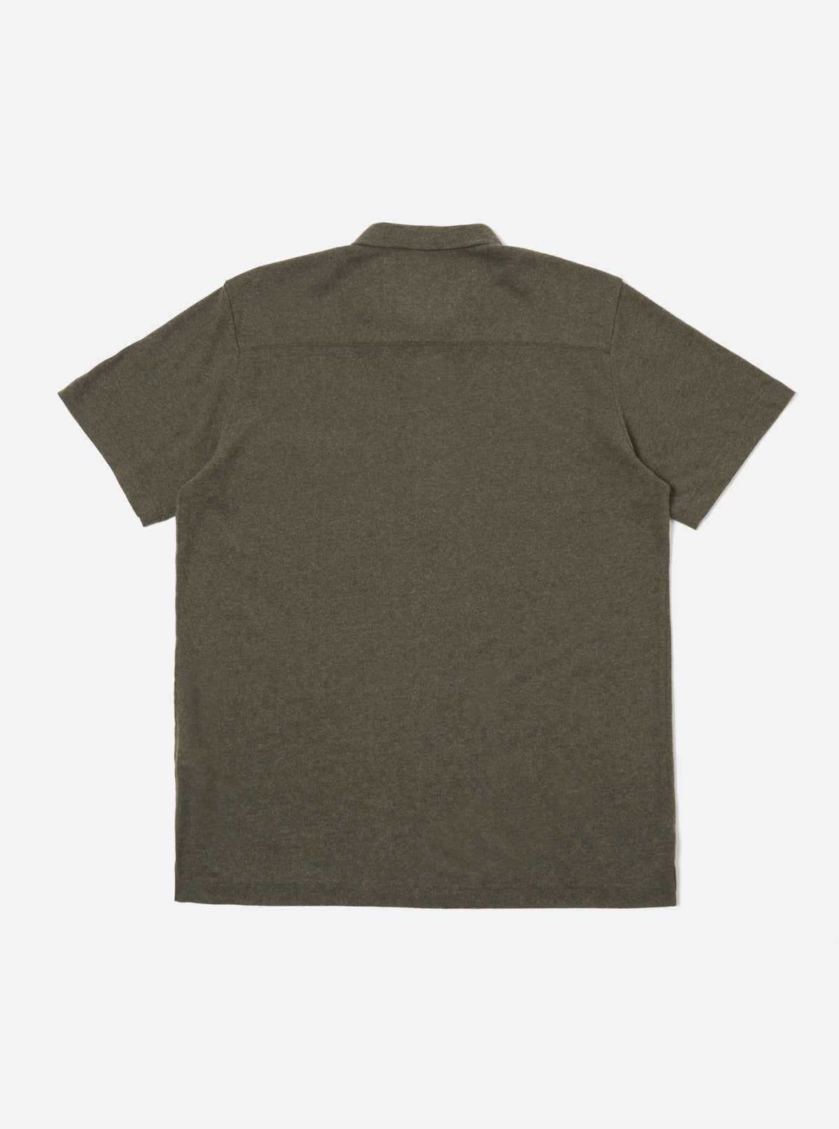 Universal Works Pullover S/S Shirt in Olive Recycled Wool Mix