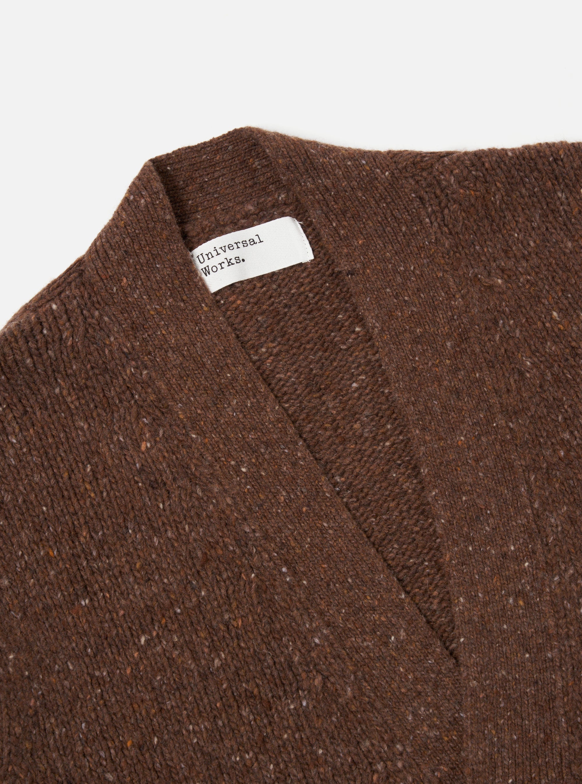 Universal Works Langdale Cardigan in Brown Tweed Knit