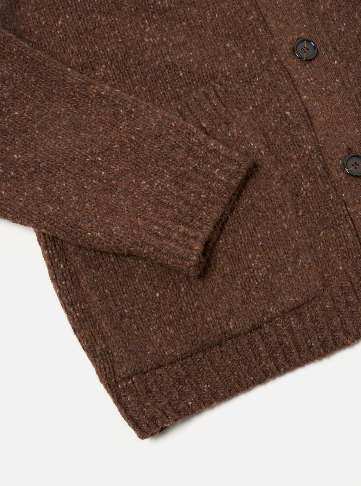 Universal Works Langdale Cardigan in Brown Tweed Knit