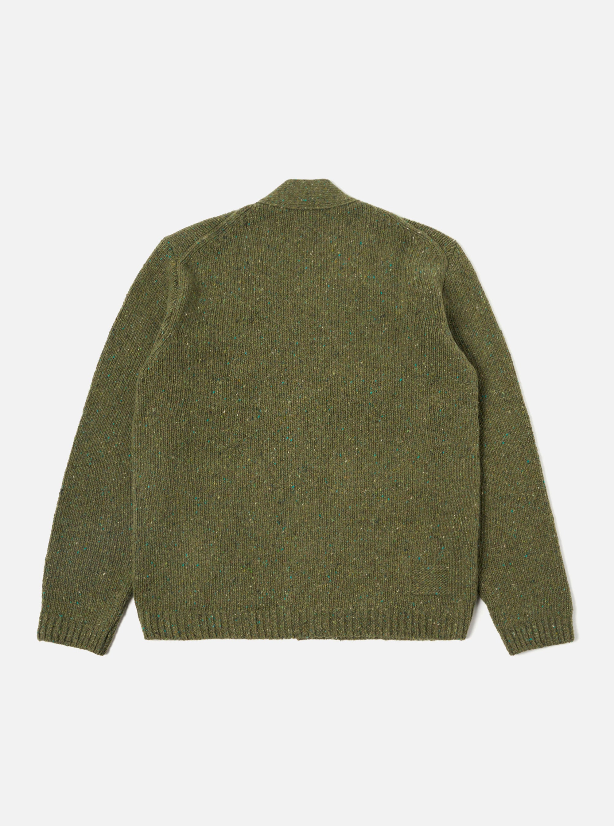 Universal Works Langdale Cardigan in Green Tweed Knit