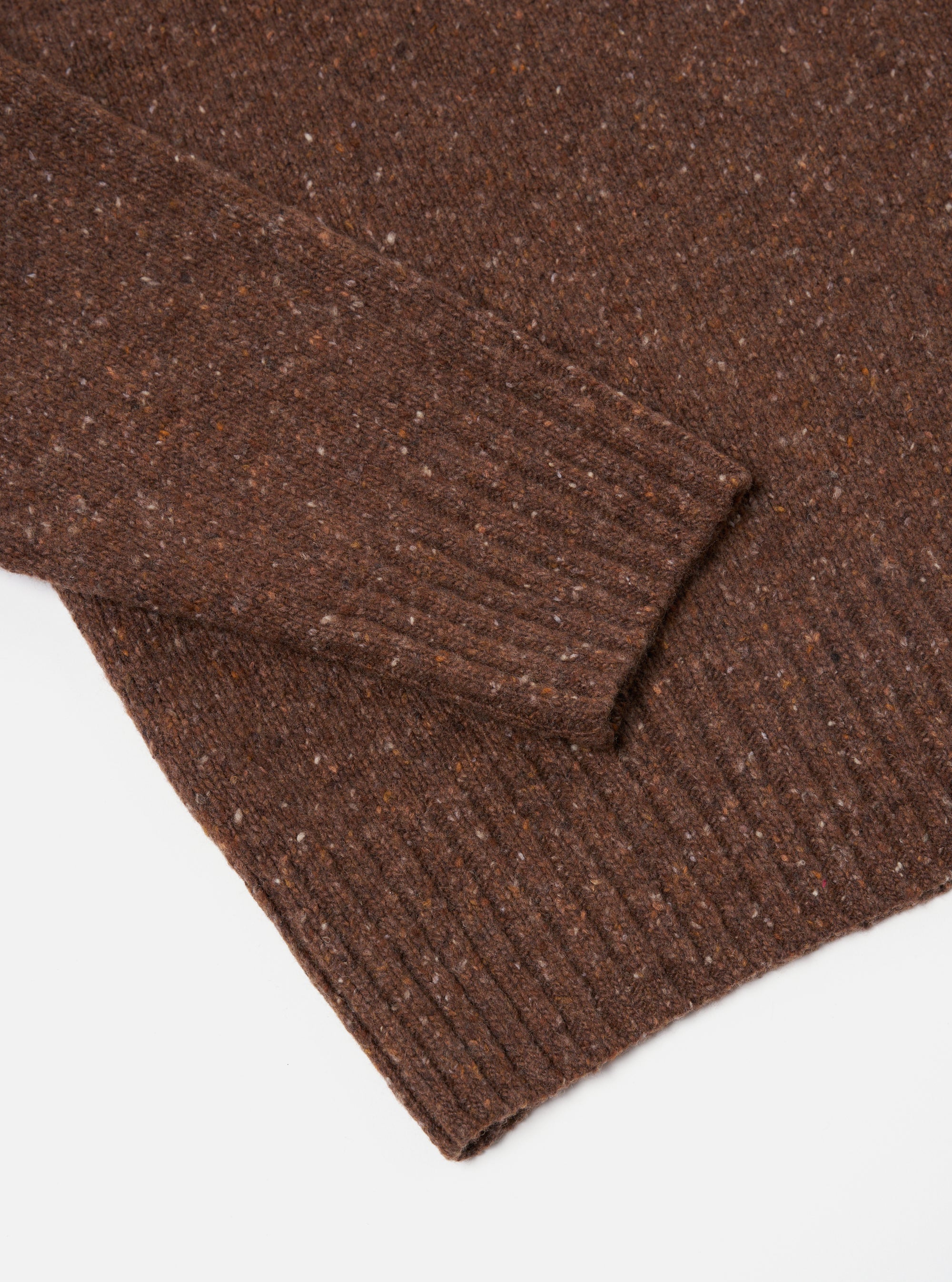 Universal Works Roll Neck in Brown Tweed Knit