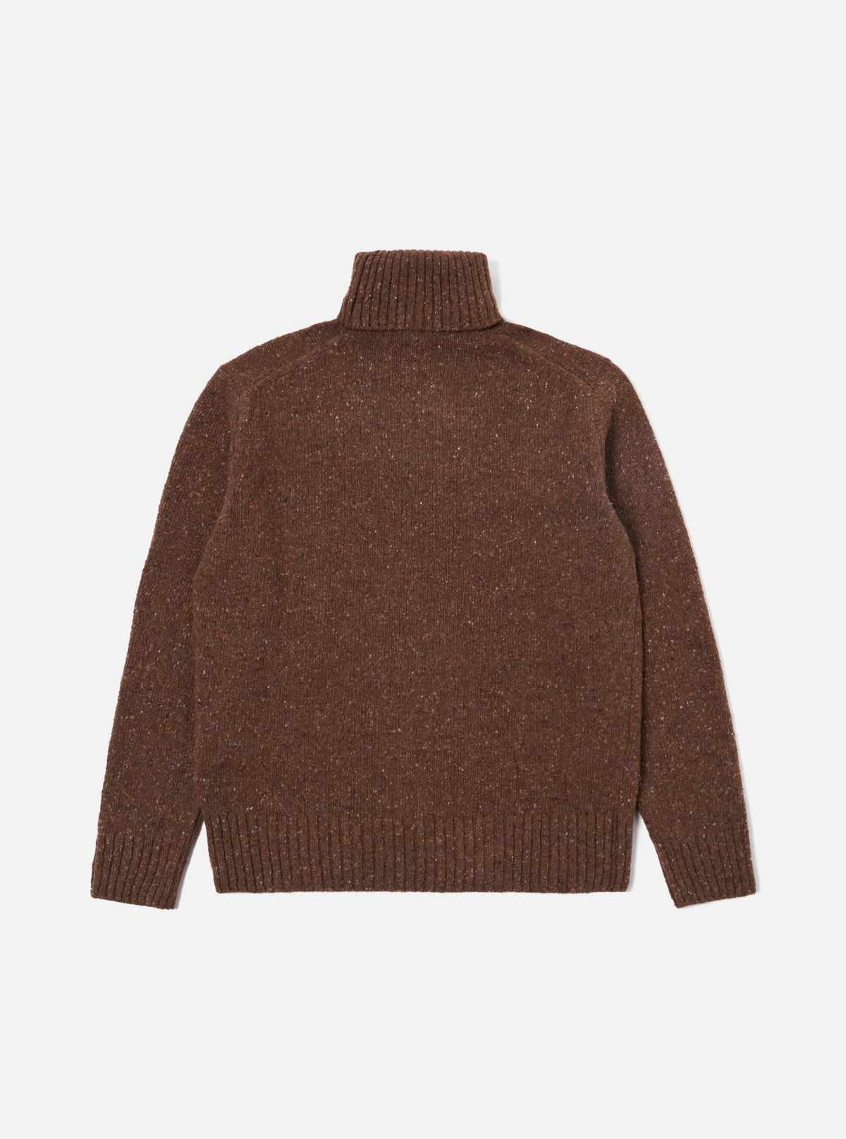 Universal Works Roll Neck in Brown Tweed Knit