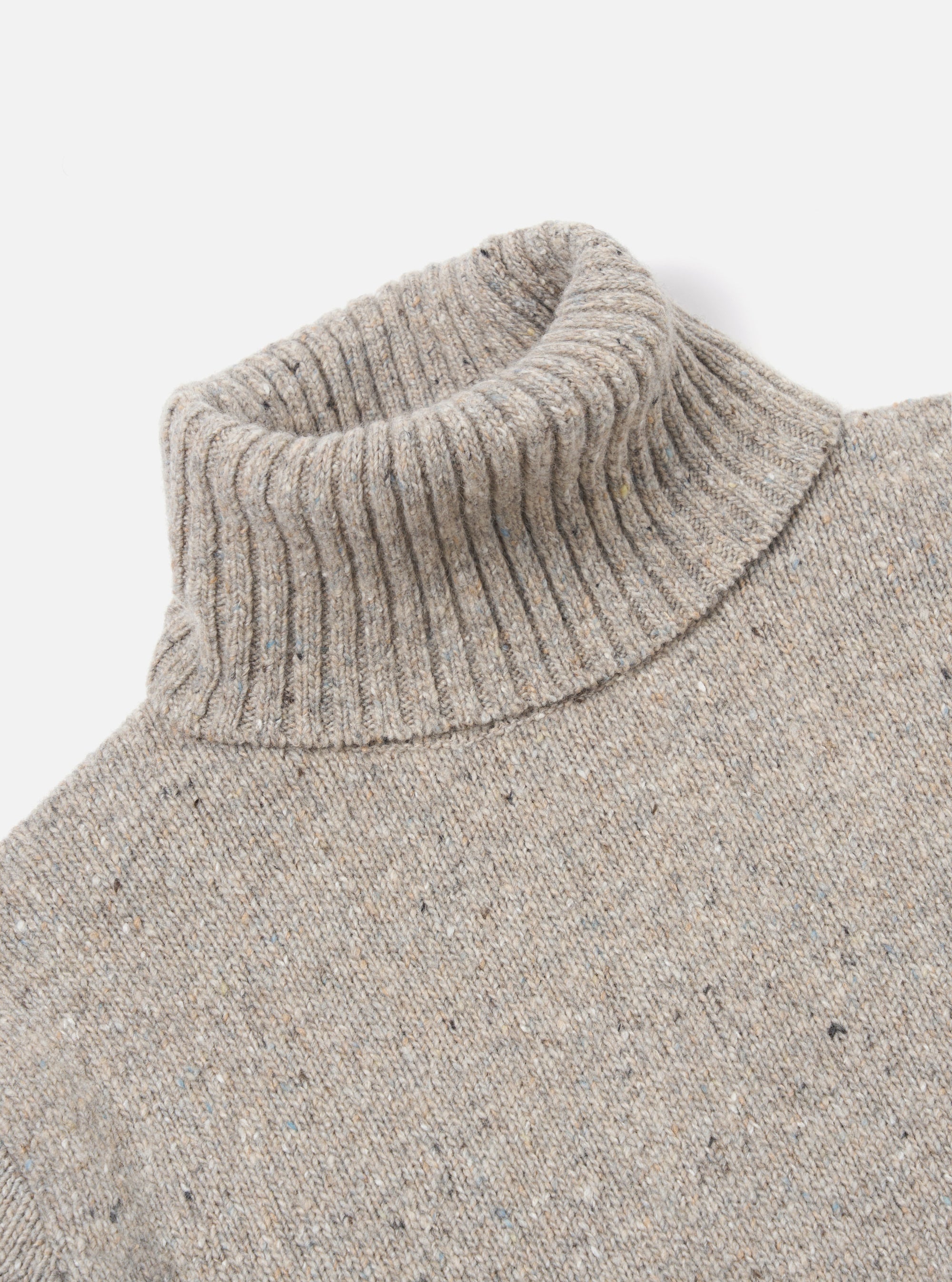 Universal Works Roll Neck in Oatmeal Tweed Knit