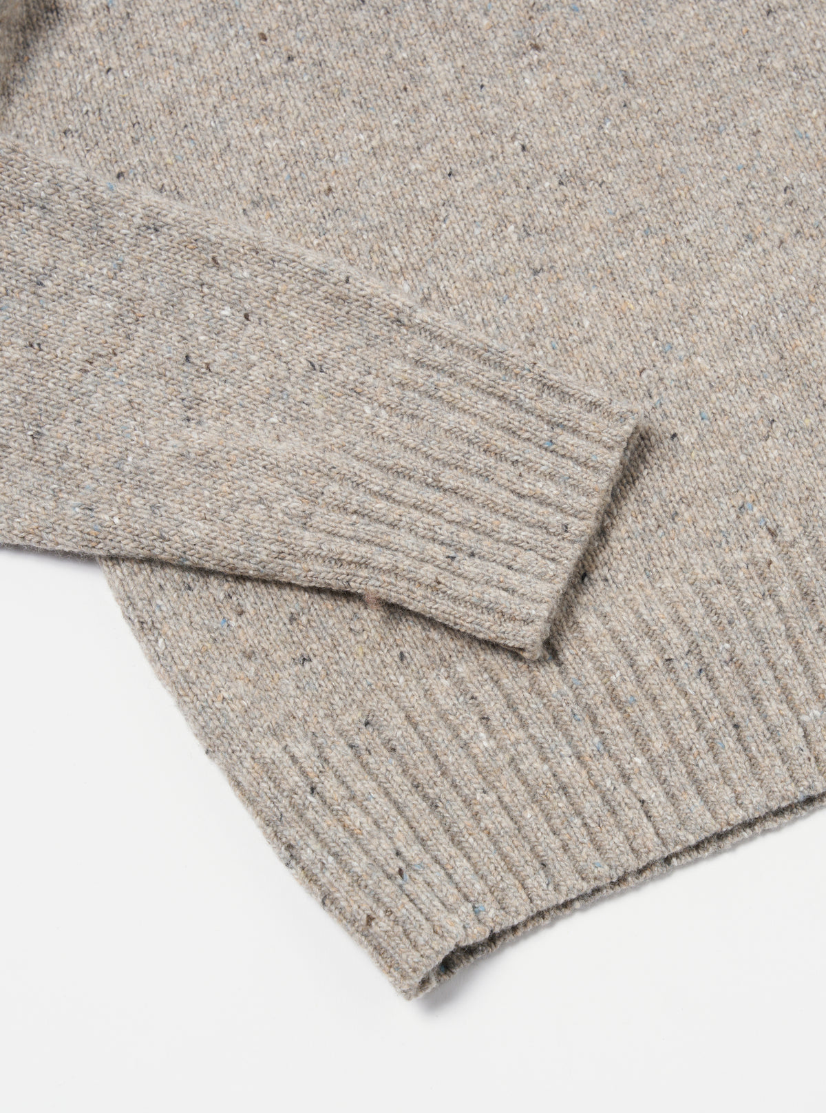 Universal Works Roll Neck in Oatmeal Tweed Knit