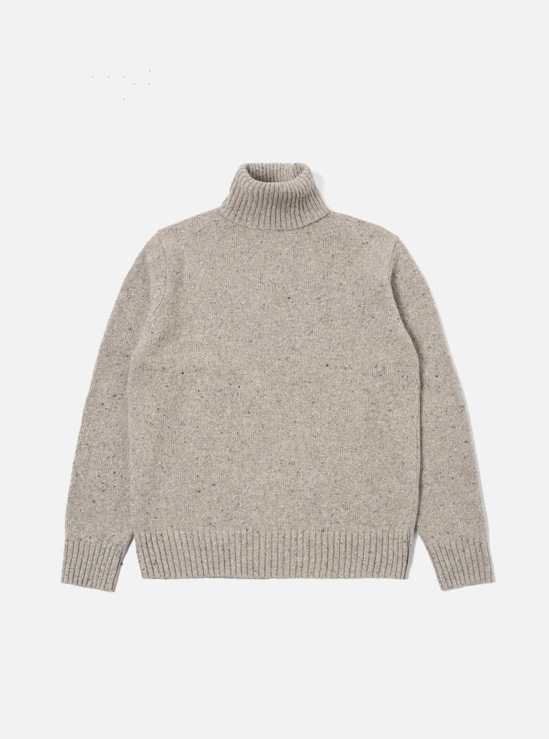 Universal Works Roll Neck in Oatmeal Tweed Knit