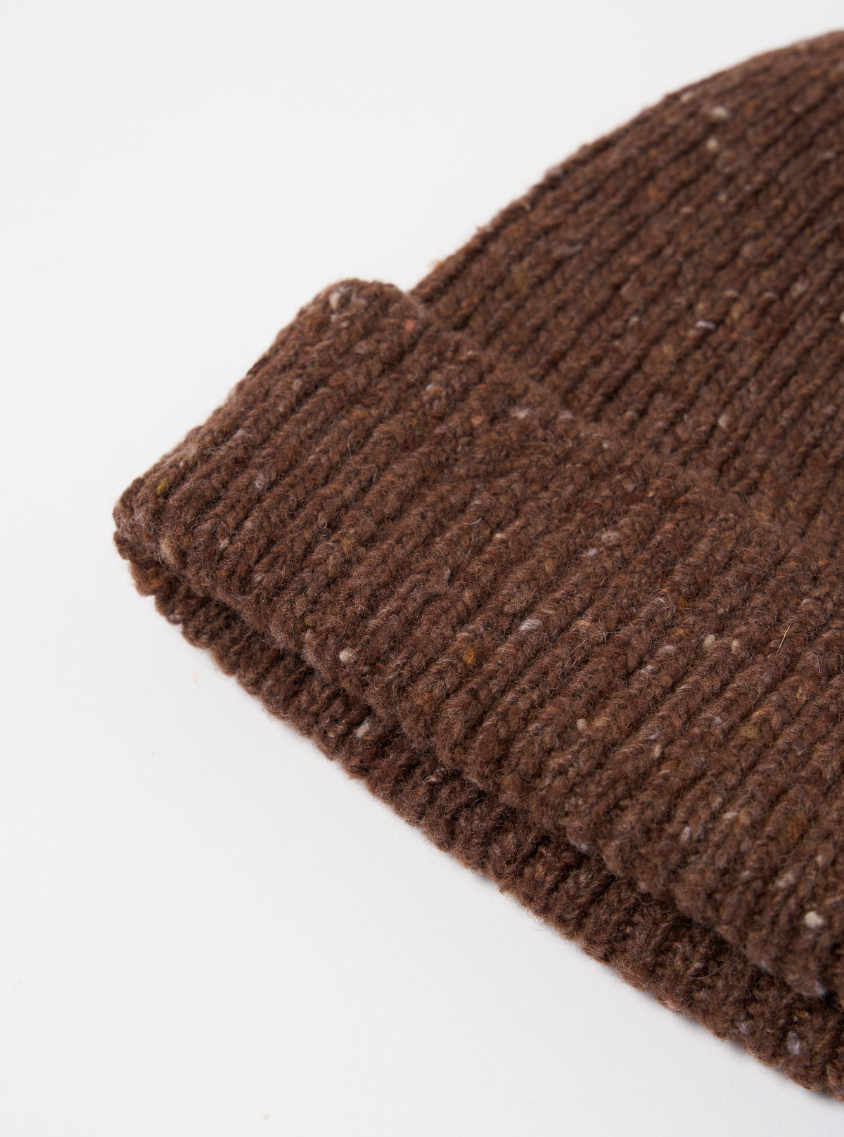 Universal Works Watch Cap in Brown Tweed Knit