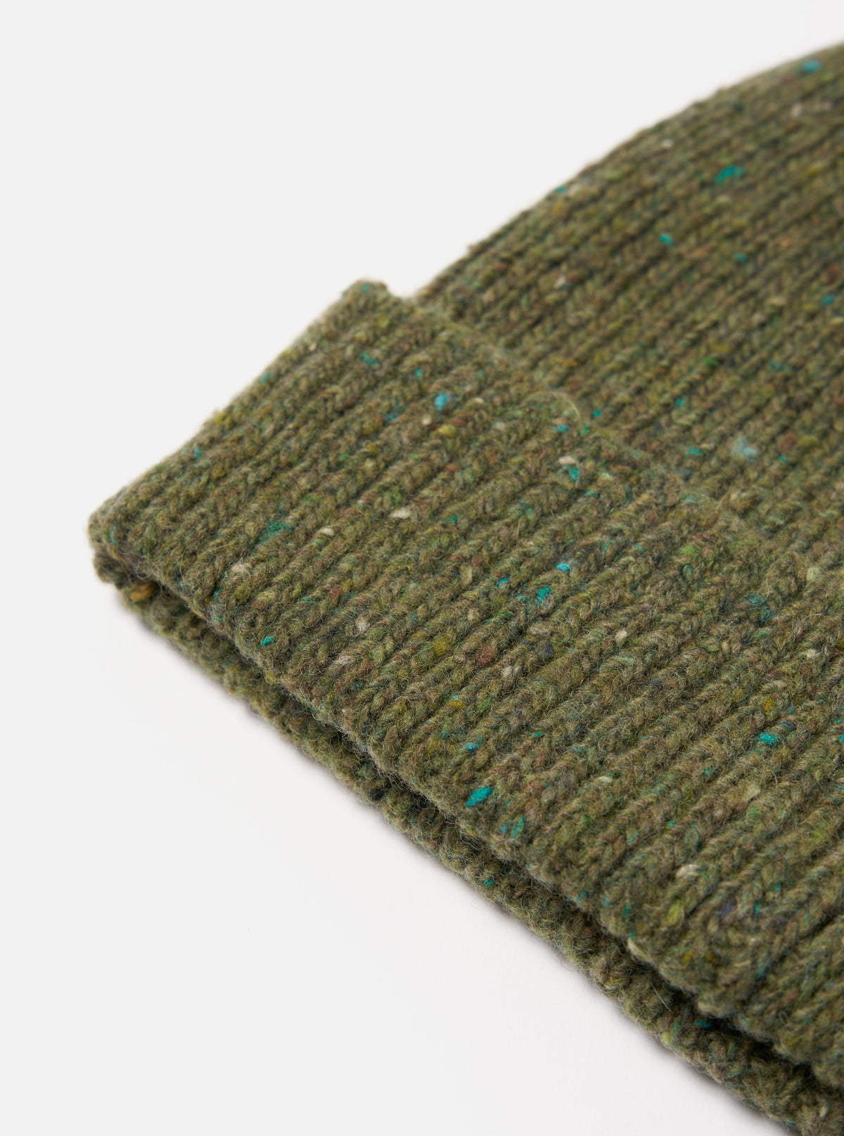 Universal Works Watch Cap in Green Tweed Knit