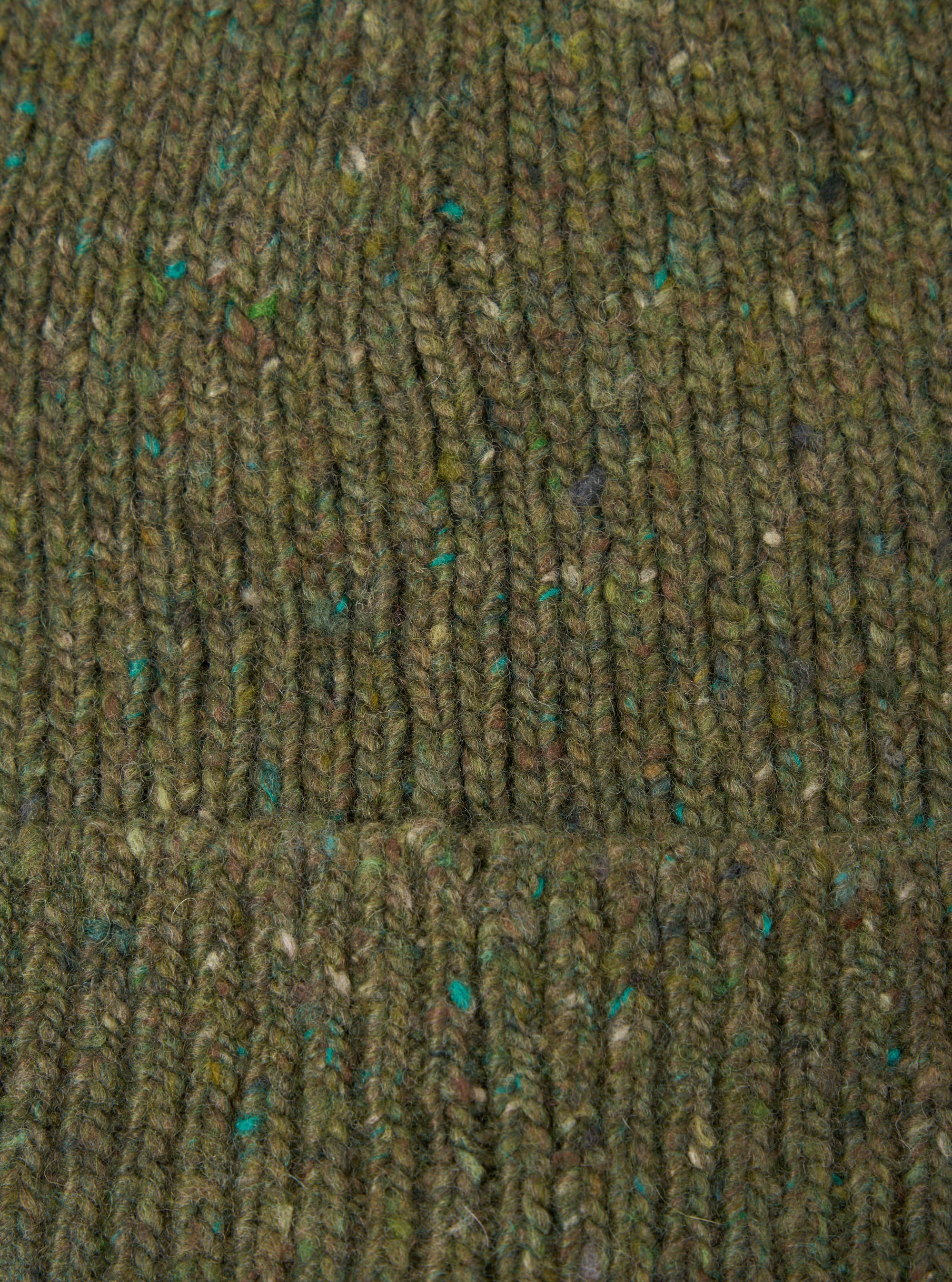 Universal Works Watch Cap in Green Tweed Knit