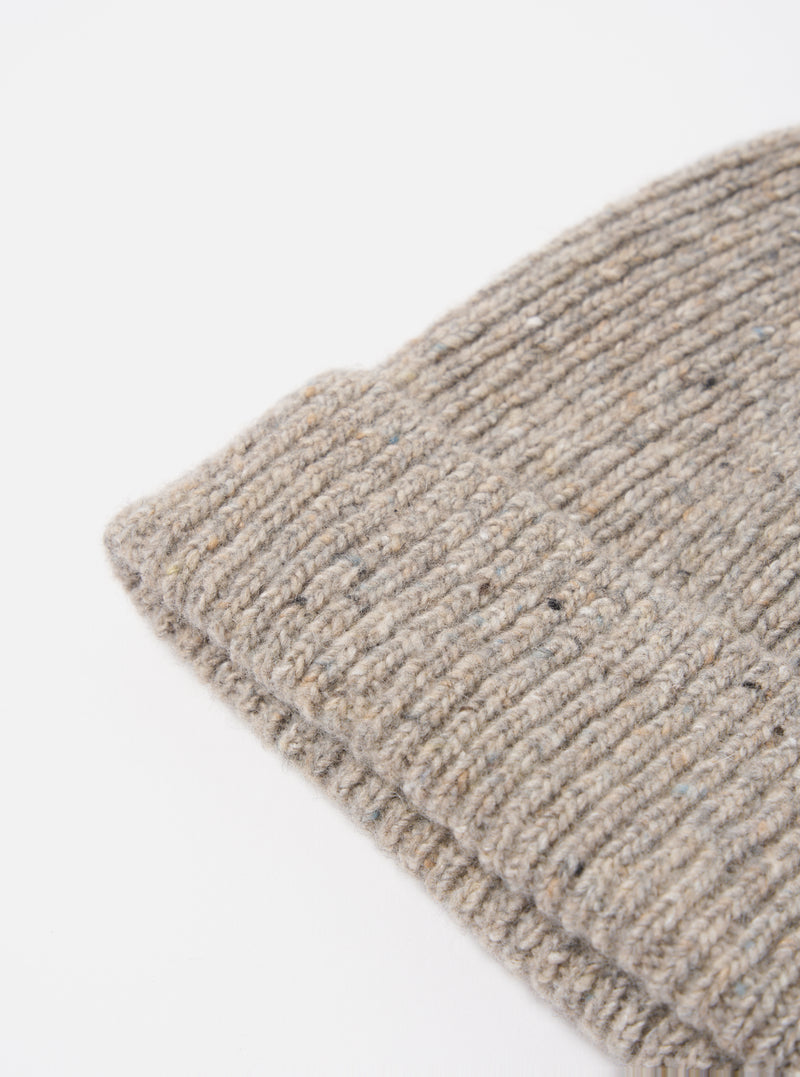 Universal Works Watch Cap in Oatmeal Tweed Knit