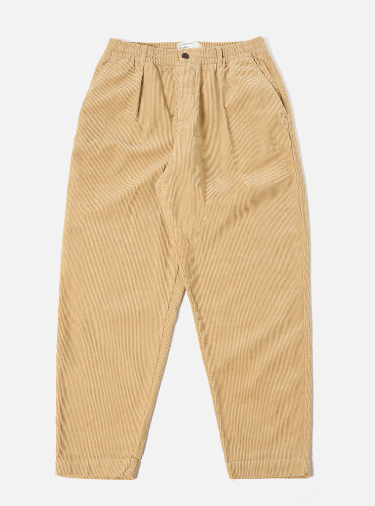 Universal Works Pleated Track Pant in Fawn Cord