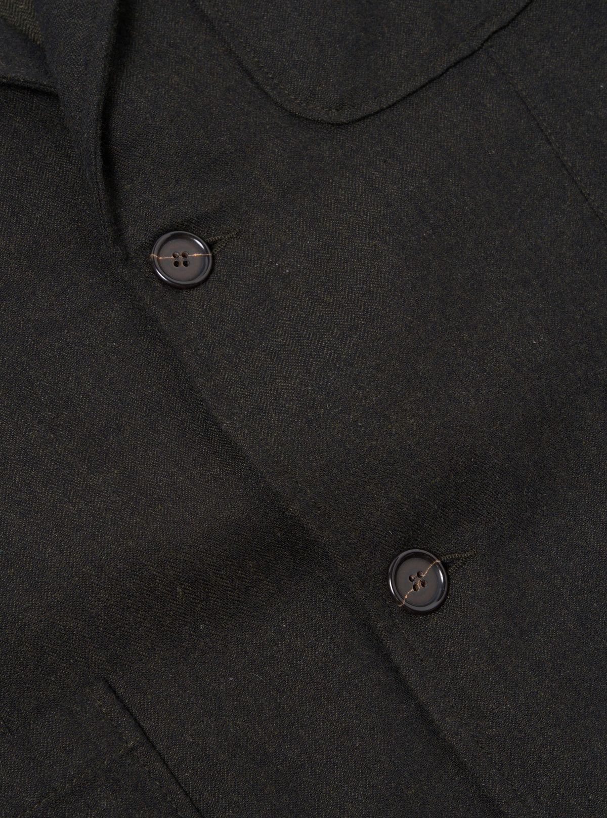 Universal Works Two Button Jacket in Olive Upcycled Italian Tweed