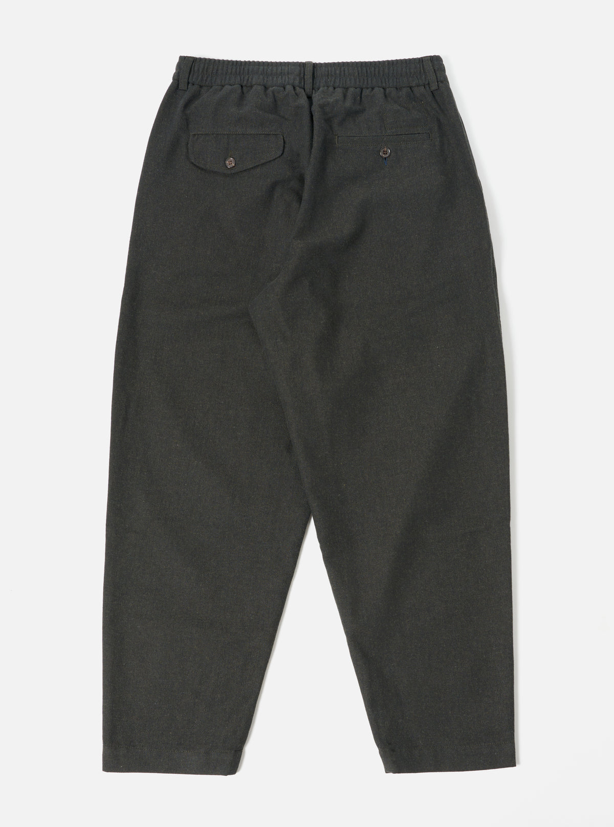 Universal Works Pleated Track Pant in Olive Upcycled Italian Tweed