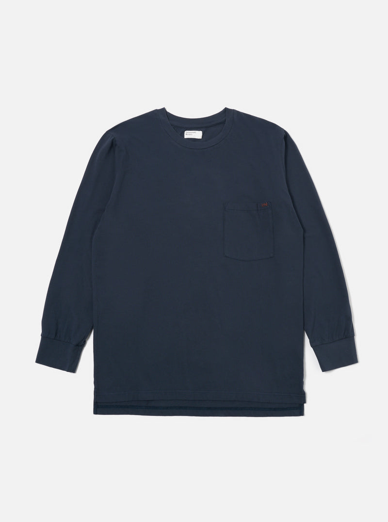 Universal Works L/S Tee in Navy Organic Jersey