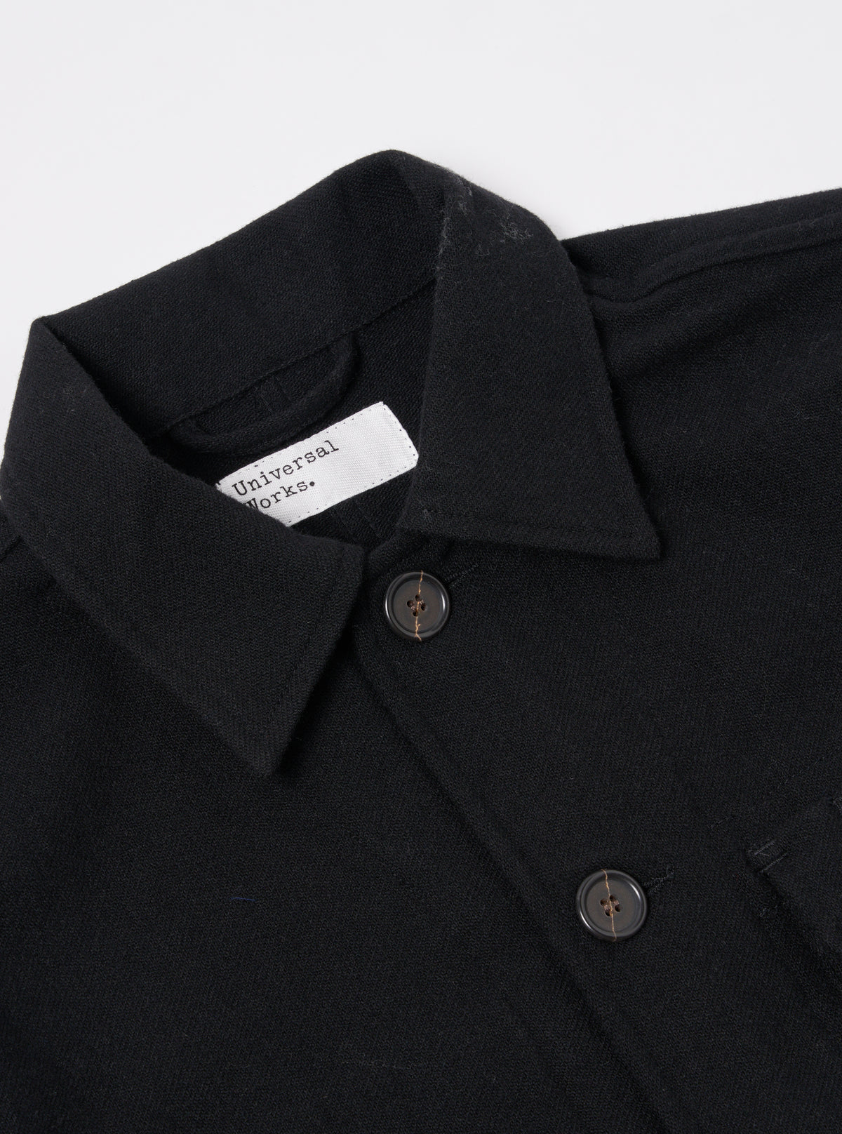 Universal Works Utility Jacket in Black Recycled Soft Wool