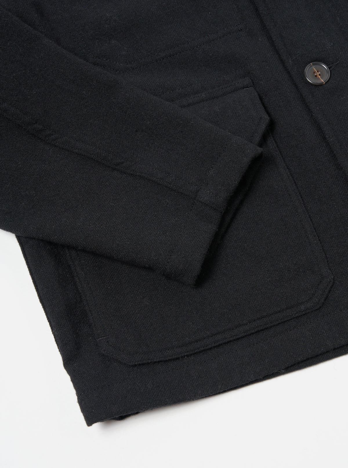 Universal Works Utility Jacket in Black Recycled Soft Wool