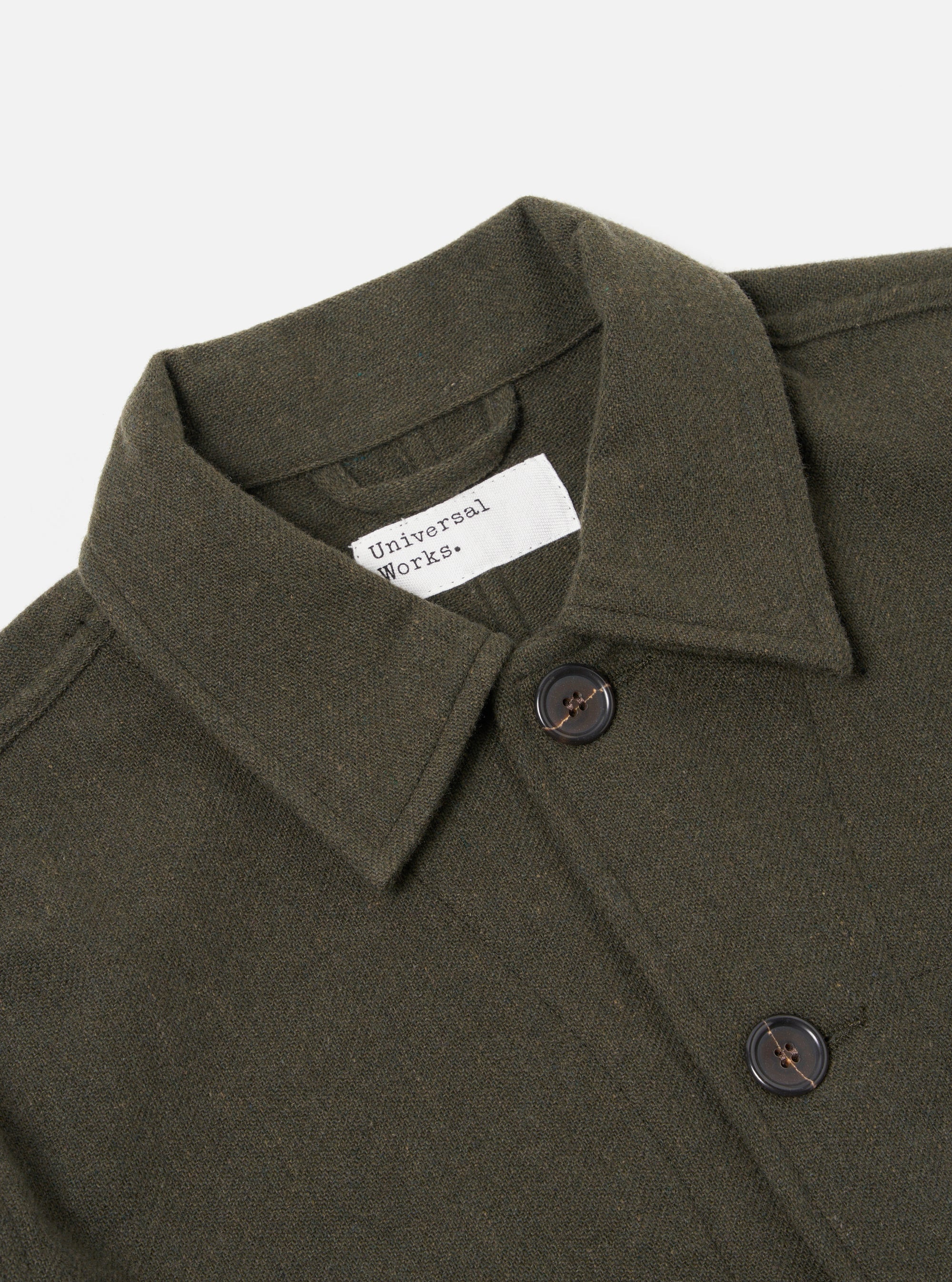 Universal Works Utility Jacket in Olive Recycled Soft Wool