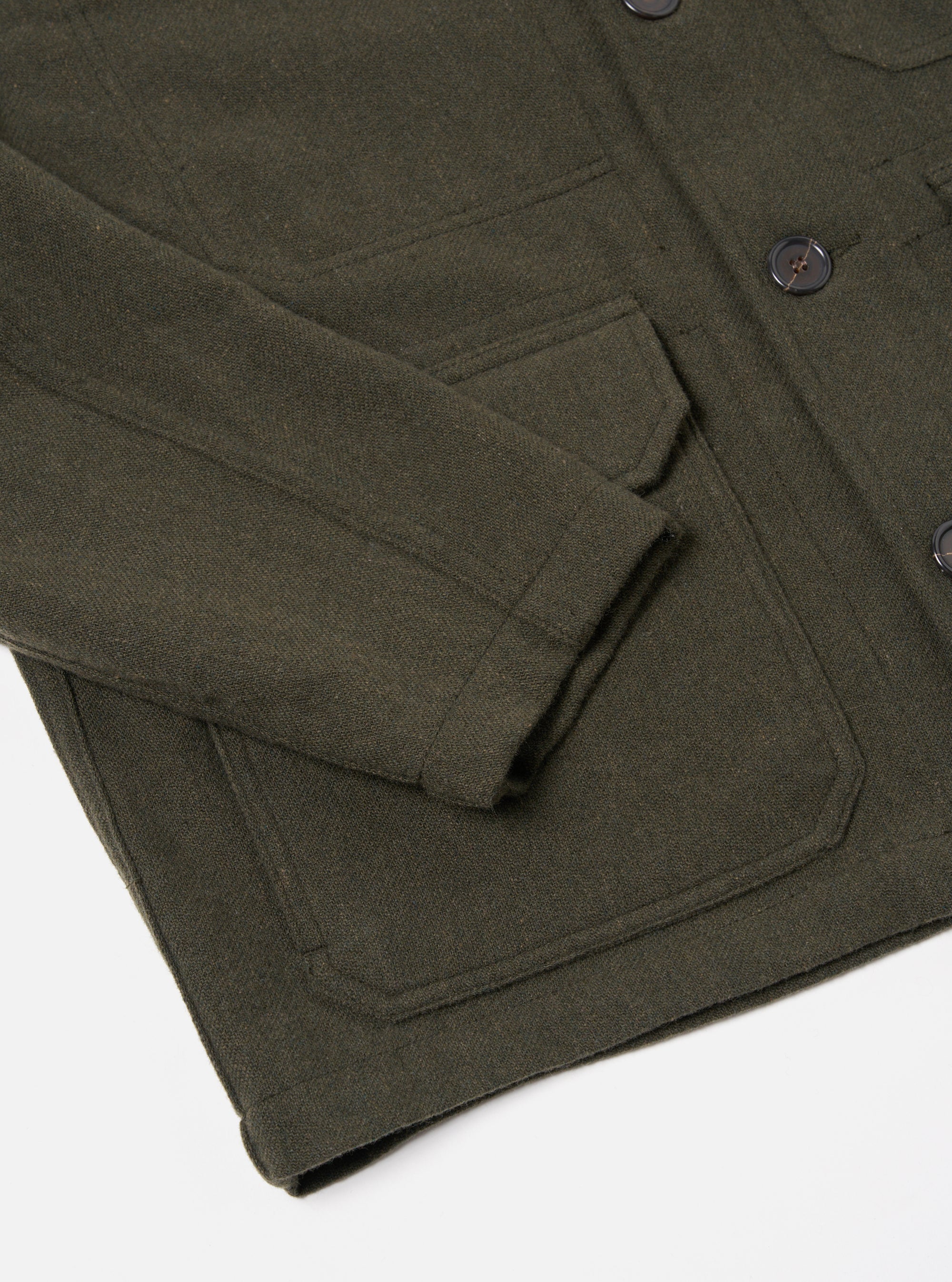 Universal Works Utility Jacket in Olive Recycled Soft Wool