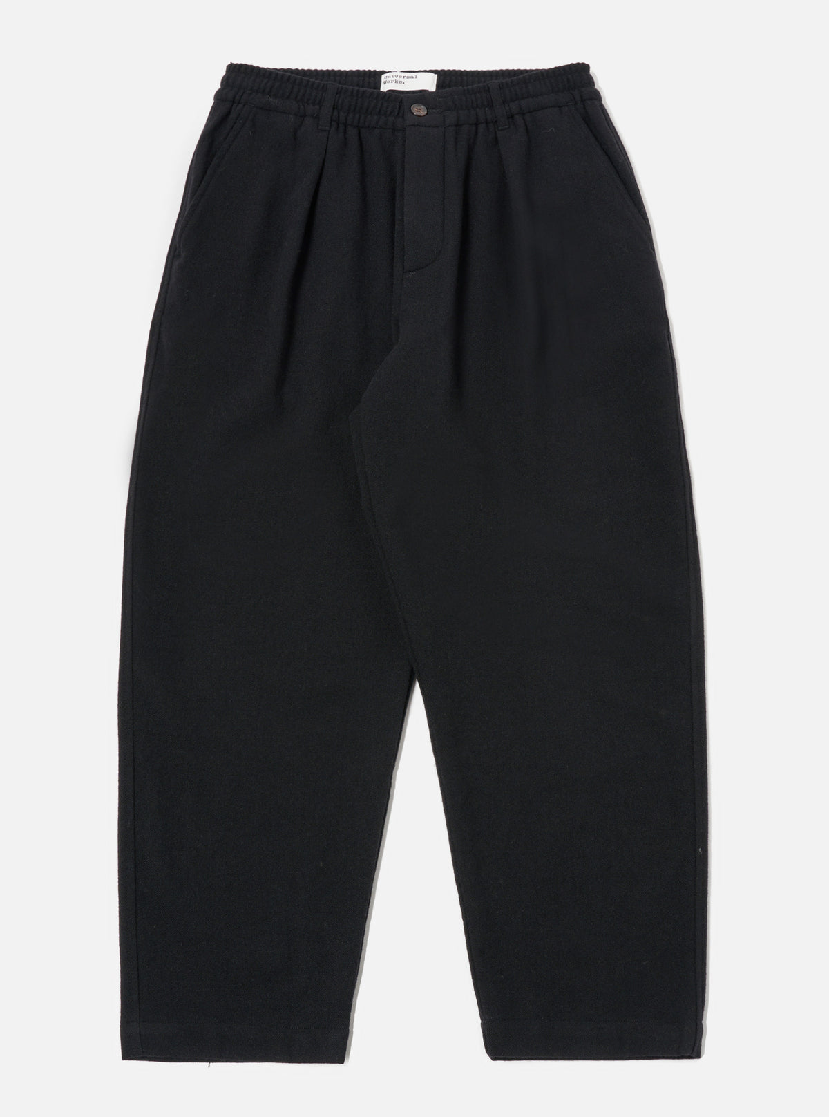 Universal Works Oxford Pant in Black Recycled Soft Wool