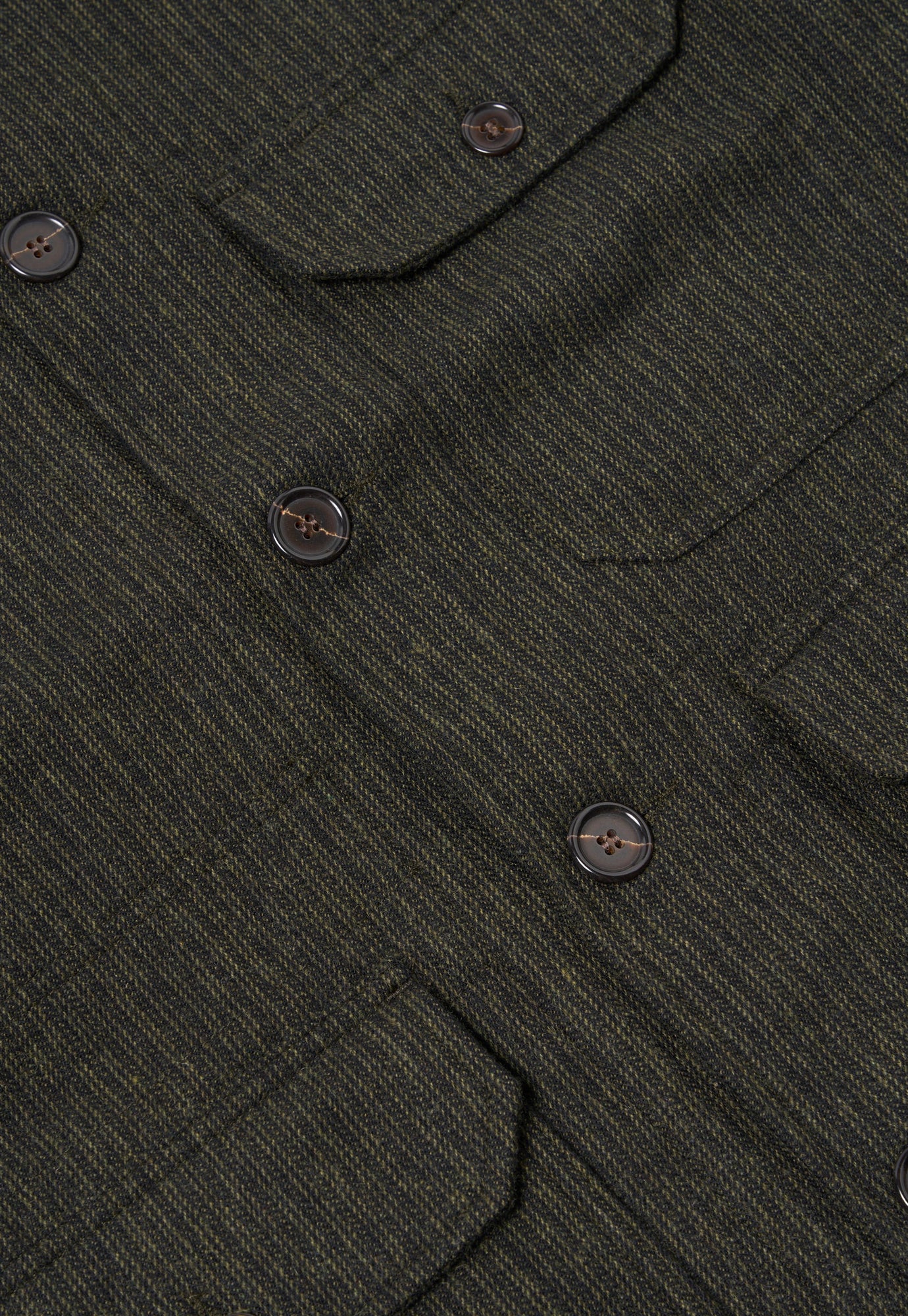 Universal Works Utility Jacket in Black/Olive Stripe Wool Mix