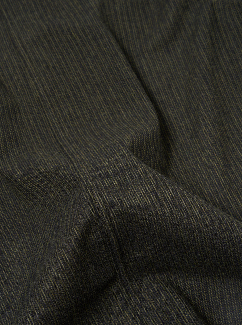 Universal Works Utility Jacket in Black/Olive Stripe Wool Mix