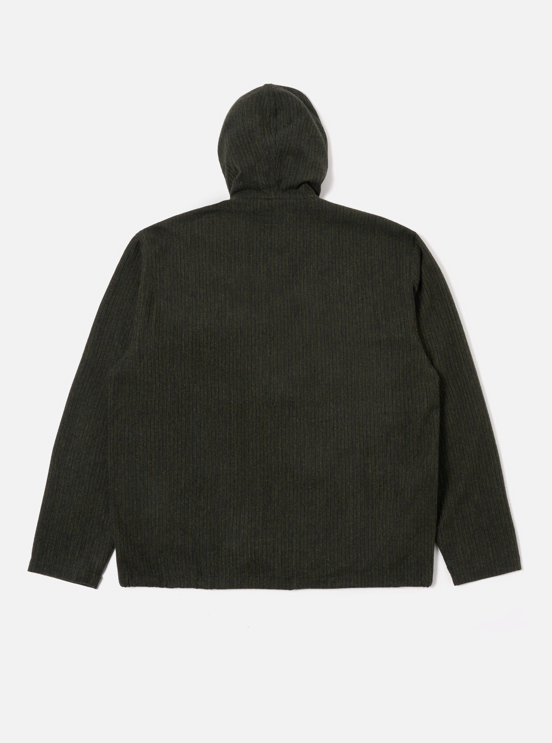 Universal Works Fistral II Jacket in Black/Olive Stripe Wool Mix