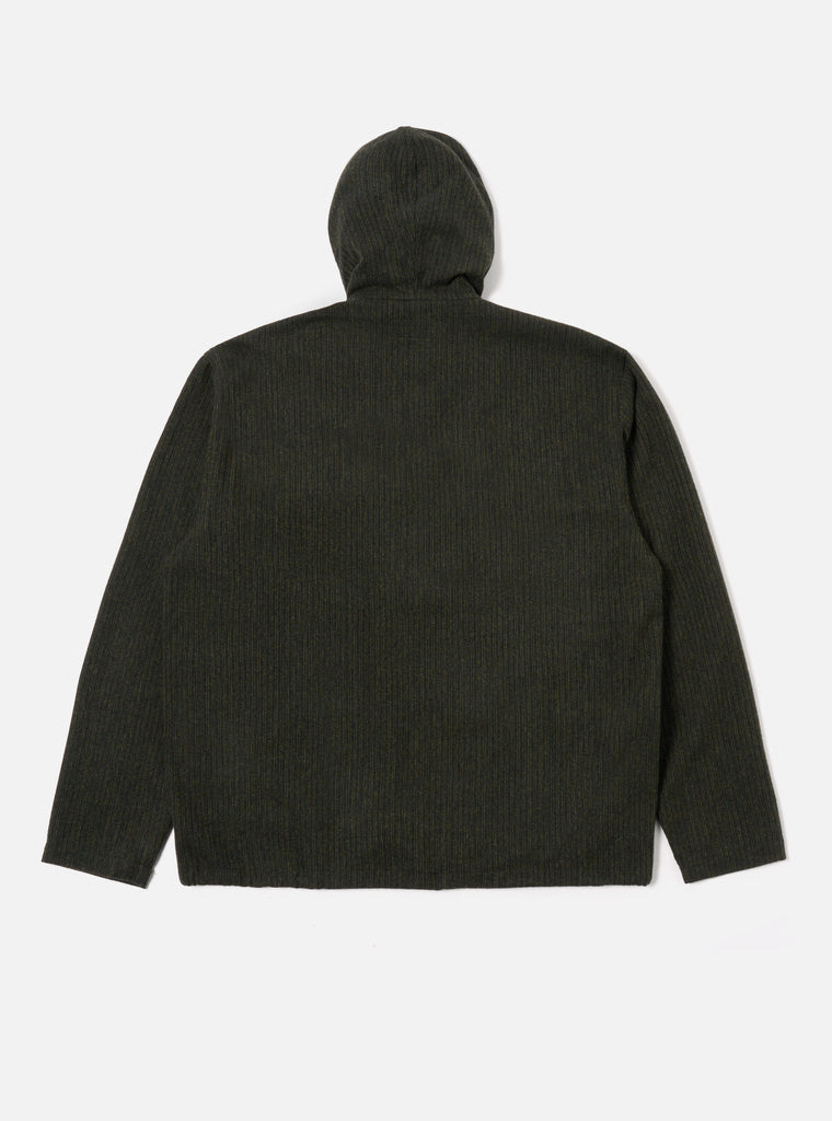 Universal Works Fistral II Jacket in Black/Olive Stripe Wool Mix