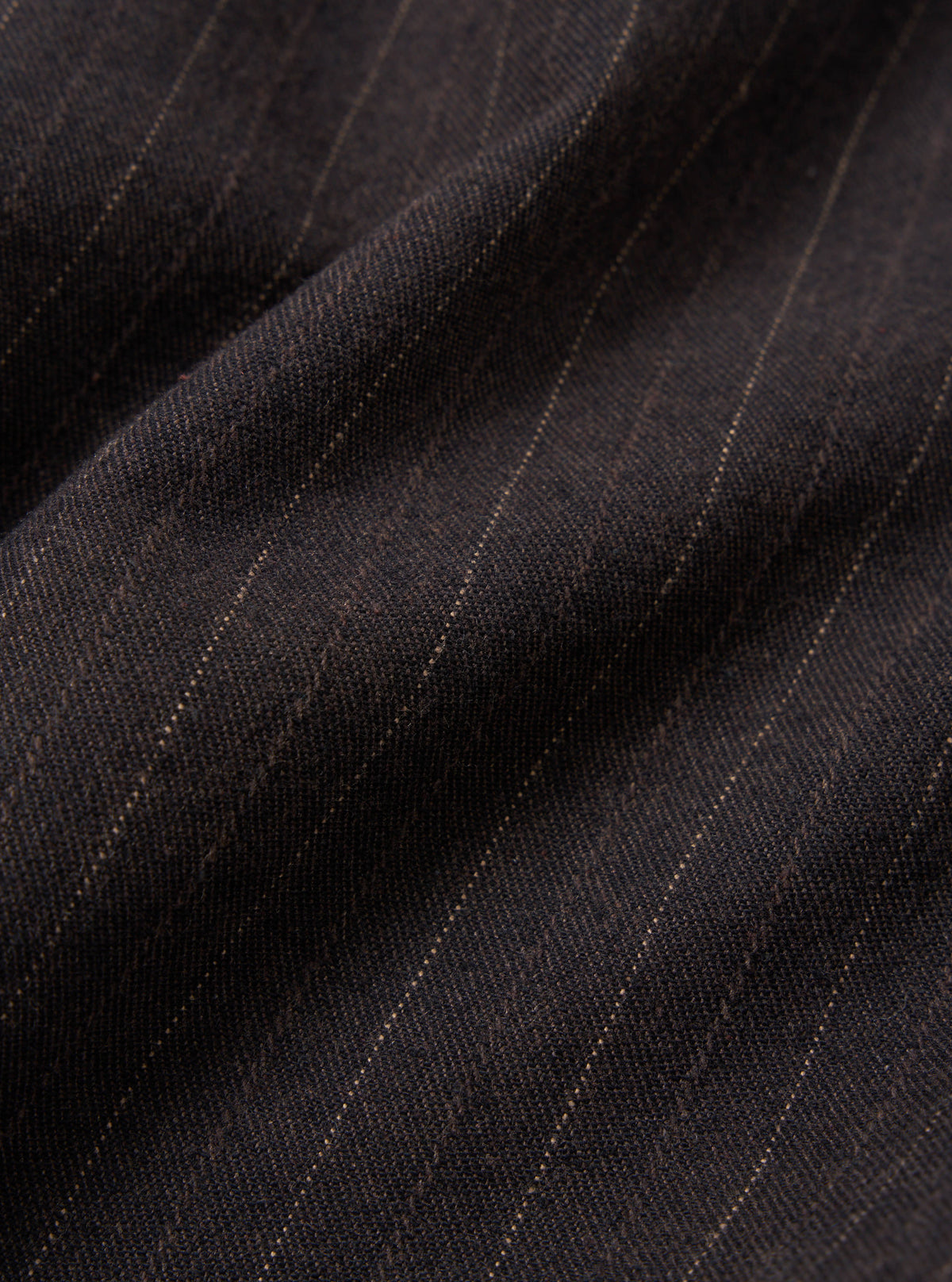 Universal Works Three Button Jacket in Brown Italian Pinstripe